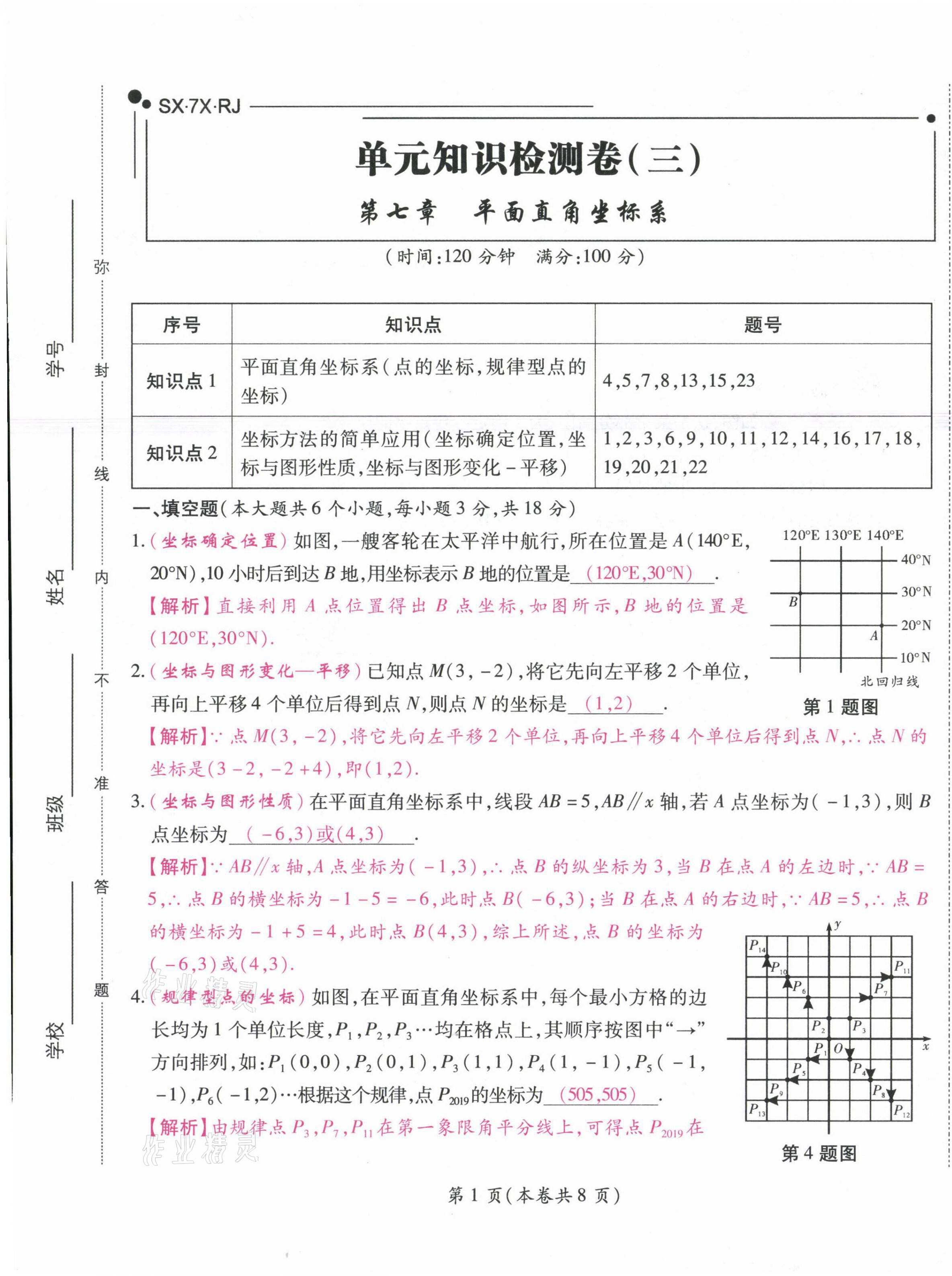 2021年中考滿分直通車核心金卷七年級數(shù)學下冊人教版云南專版 參考答案第21頁