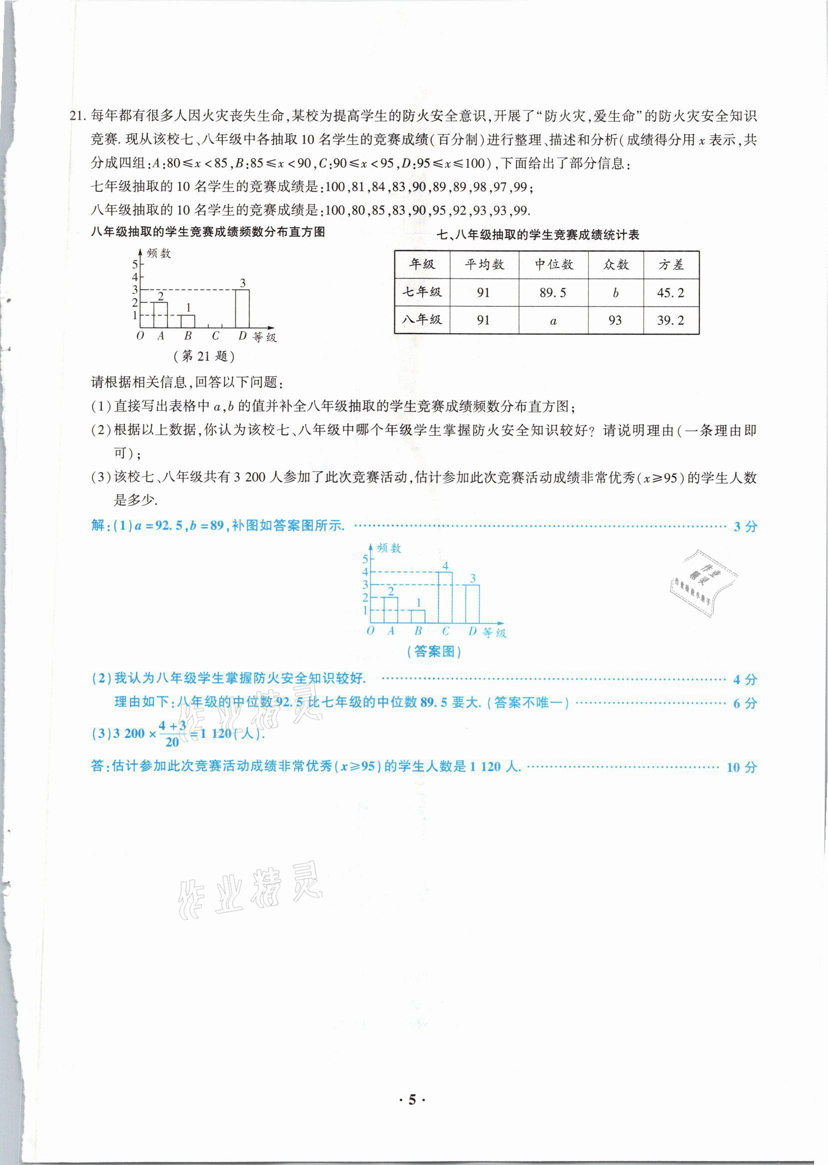 2021年高分突破预测卷数学重庆专版 参考答案第5页