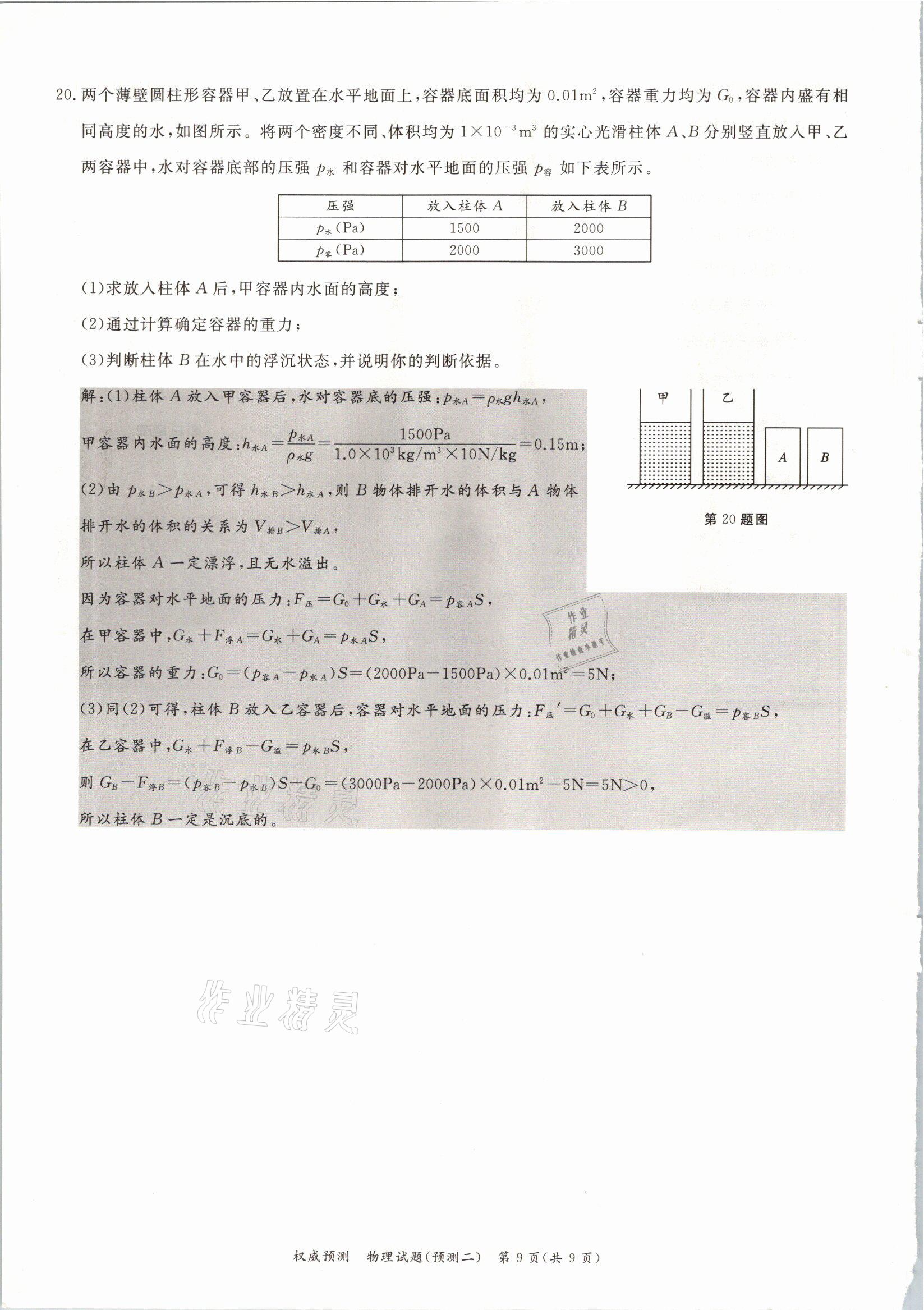 2021年啟航中考權(quán)威預(yù)測(cè)物理重慶專版 參考答案第18頁