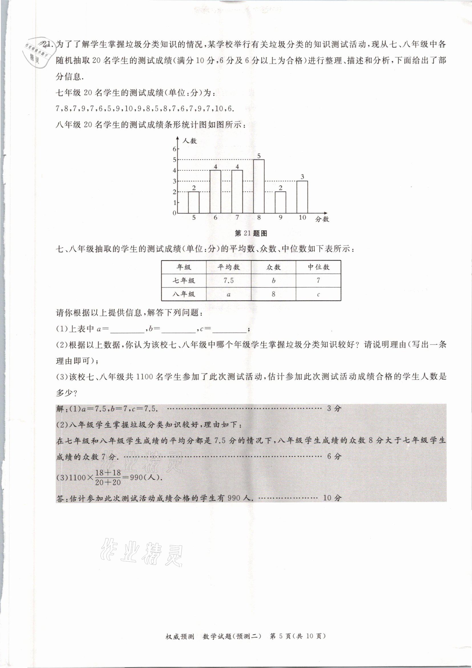 2021年啟航中考權(quán)威預(yù)測數(shù)學(xué)重慶專版 參考答案第15頁