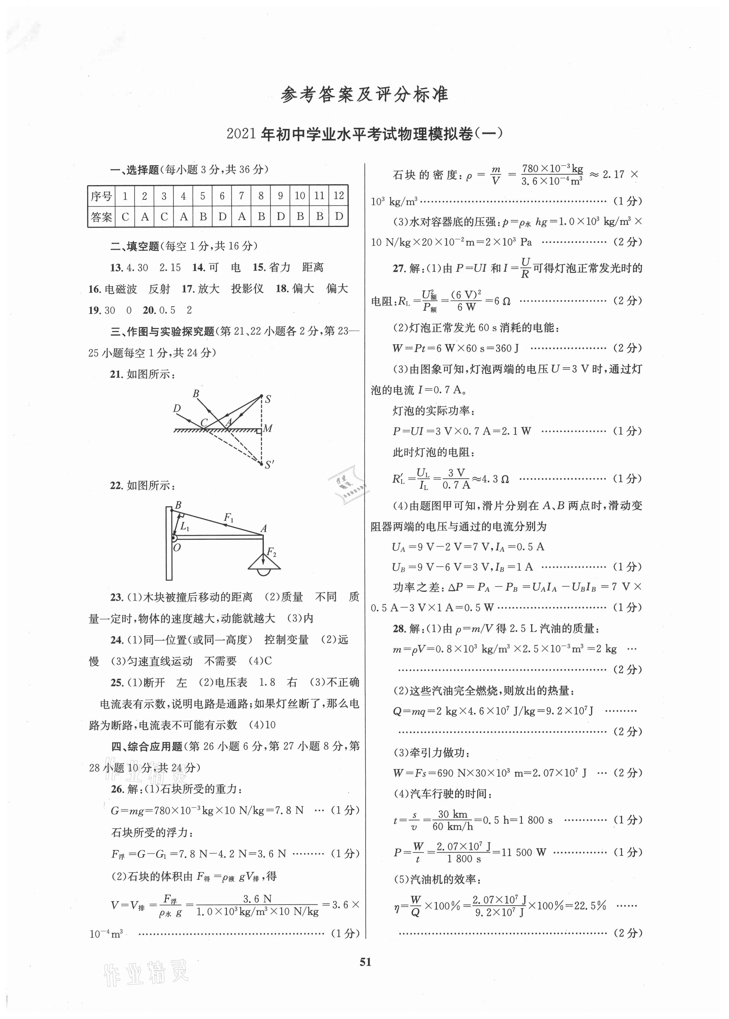 2021年廣西中考學科說明及樣卷物理百色專版 第1頁
