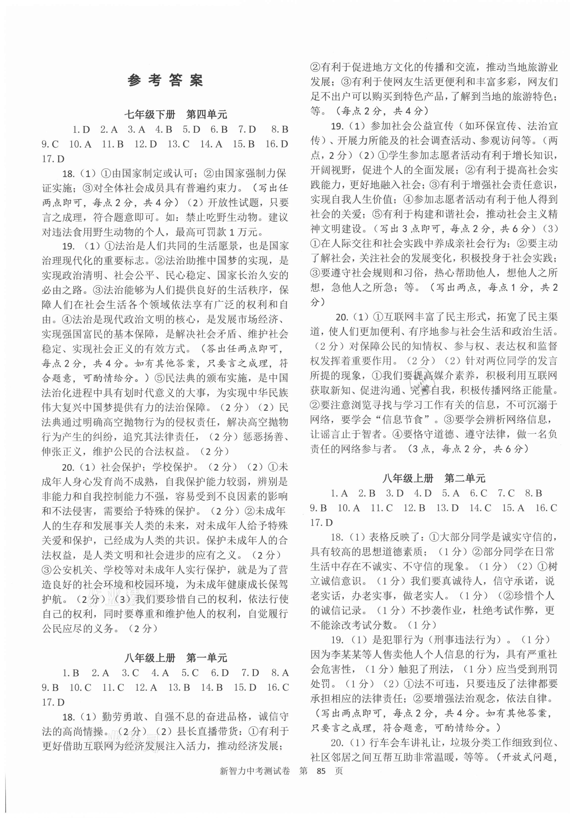 2021年新智力名师导学案中考总复习测试卷道德与法治 第1页