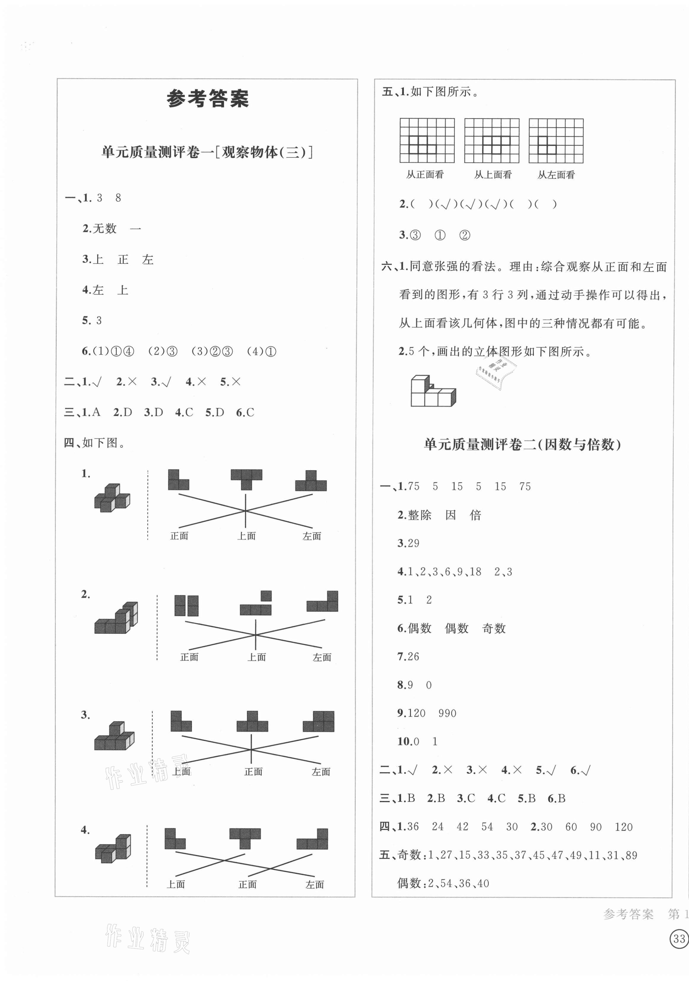 2021年學(xué)科素養(yǎng)質(zhì)量測(cè)評(píng)卷五年級(jí)數(shù)學(xué)下冊(cè)人教版 第1頁