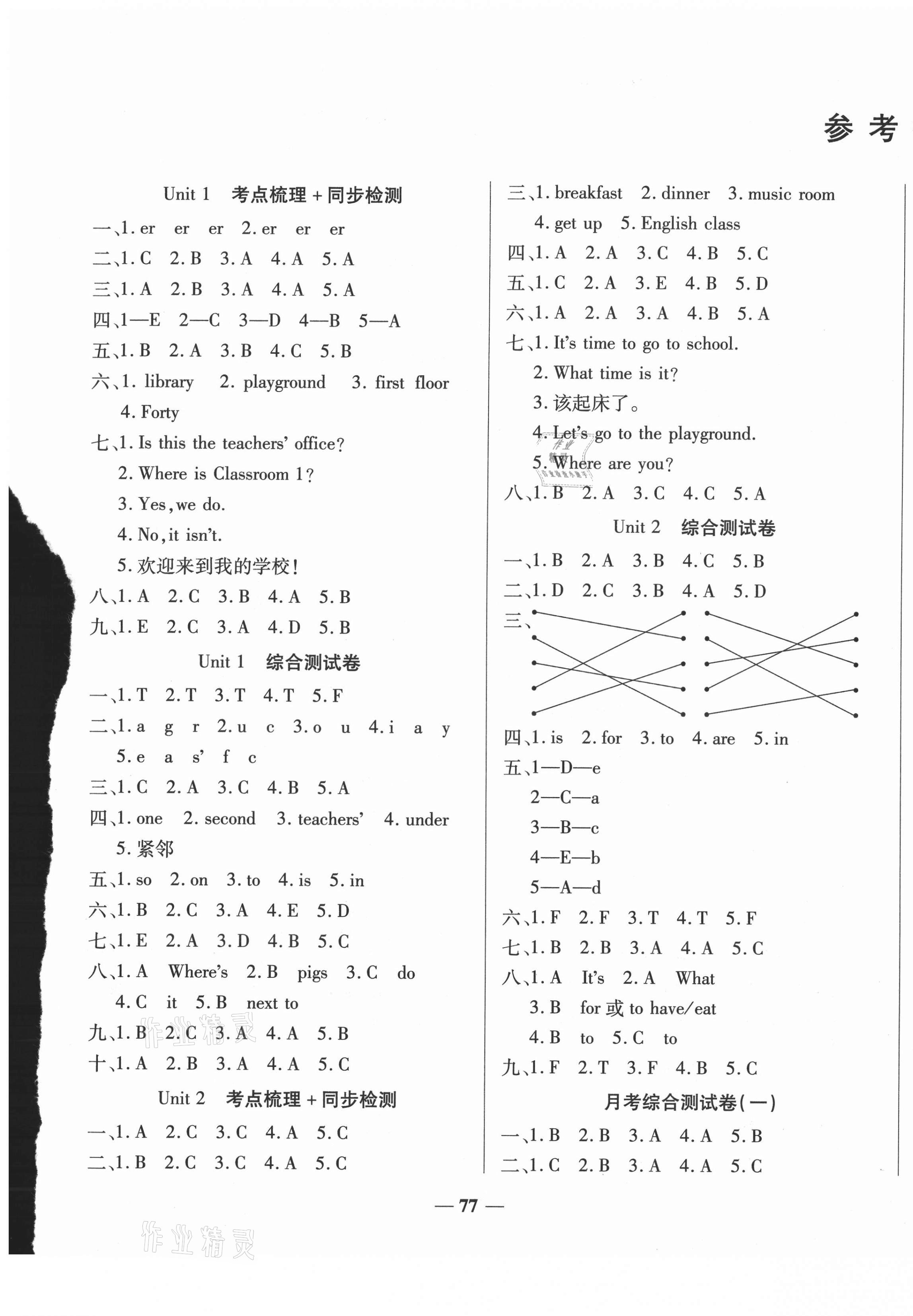 2021年考點梳理名師名校點金100分四年級英語下冊人教版 第1頁