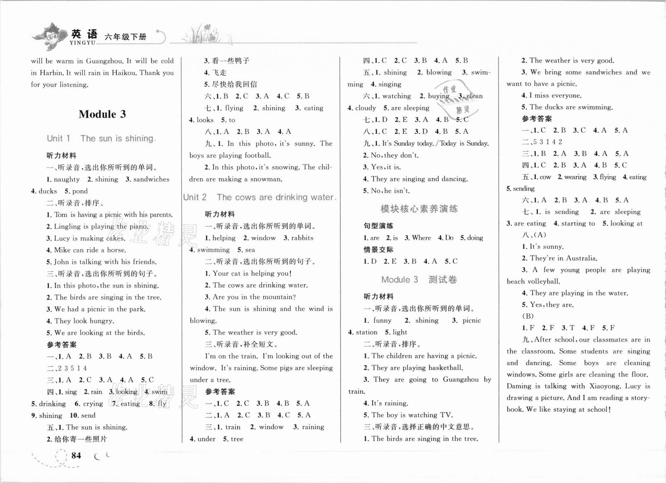 2021年小學(xué)同步學(xué)考優(yōu)化設(shè)計小超人作業(yè)本六年級英語下冊外研版 參考答案第3頁