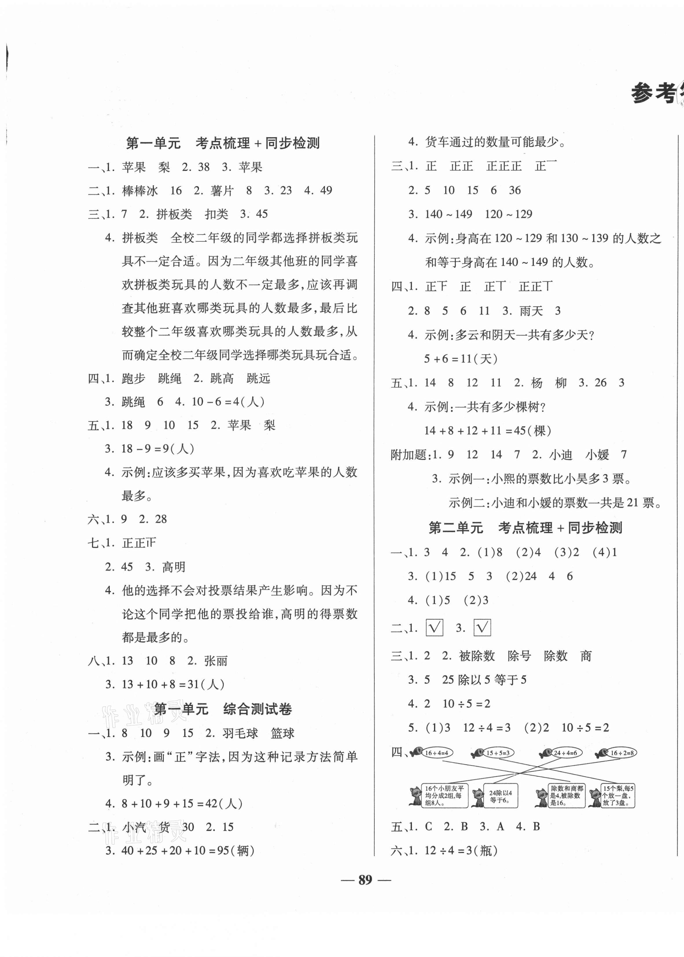 2021年考點梳理名師名校點金100分二年級數(shù)學下冊人教版 第1頁