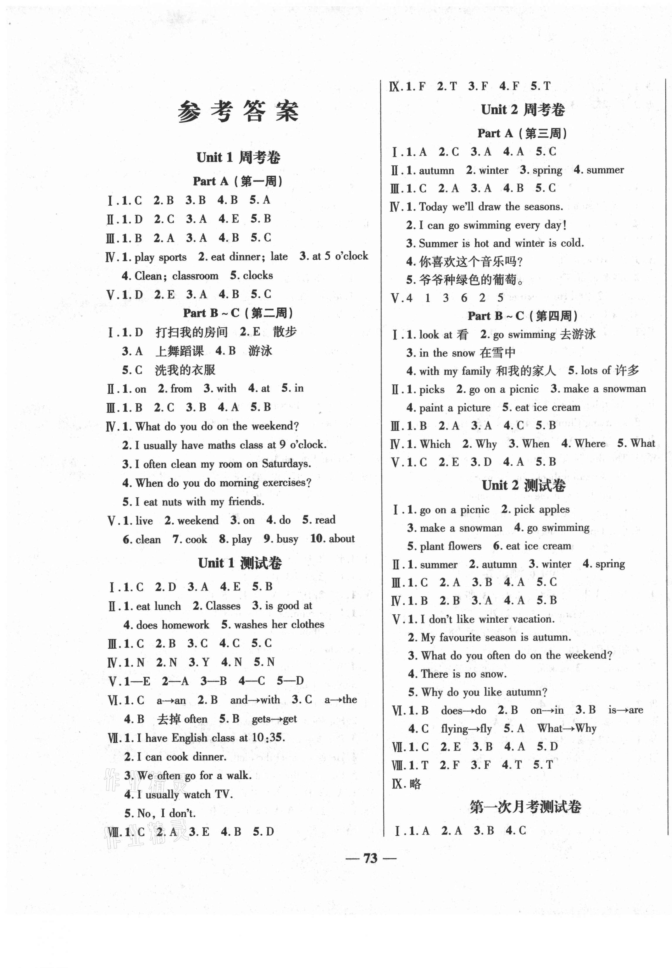 2021年考易百分百周末提優(yōu)訓(xùn)練五年級(jí)英語(yǔ)下冊(cè)人教PEP版 第1頁(yè)