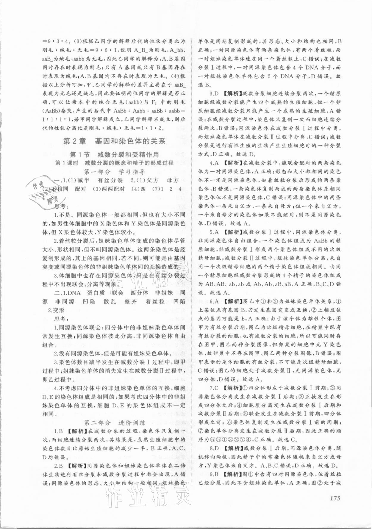 2021年同步實(shí)踐評(píng)價(jià)課程基礎(chǔ)訓(xùn)練高中生物必修2人教版 第5頁(yè)