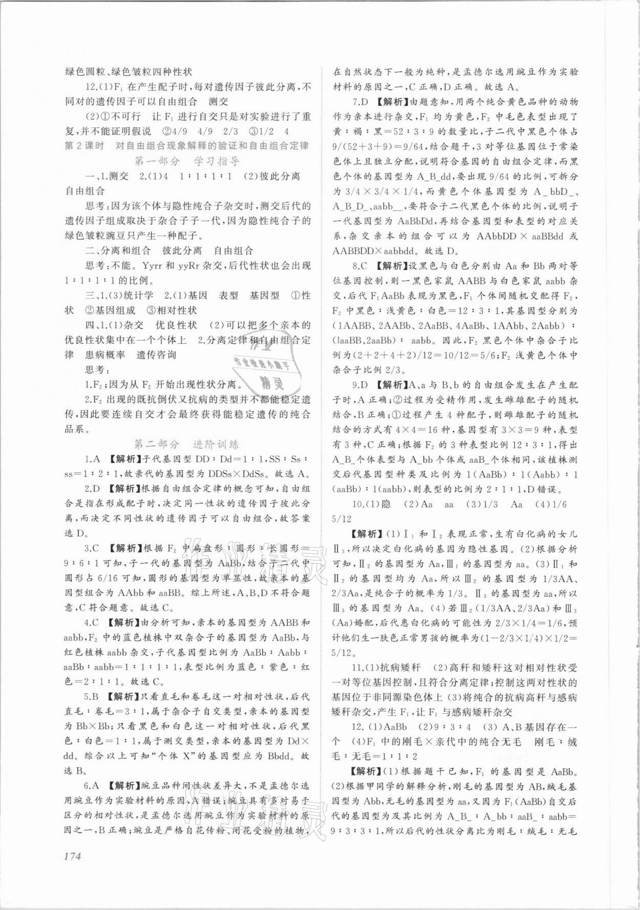 2021年同步實踐評價課程基礎(chǔ)訓(xùn)練高中生物必修2人教版 第4頁