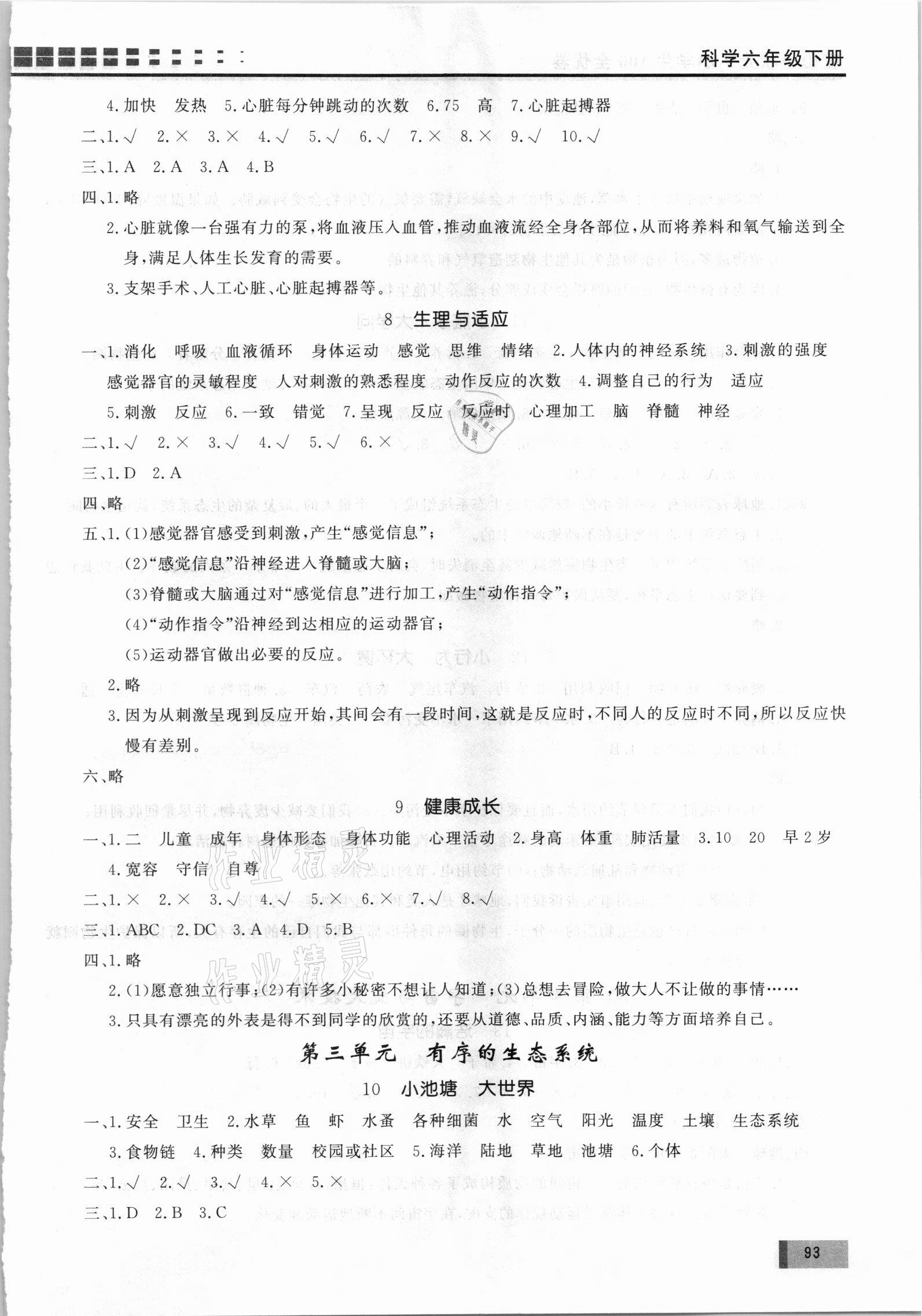 2021年基本功訓(xùn)練1課1練測試卷六年級科學(xué)下冊冀人版 第3頁