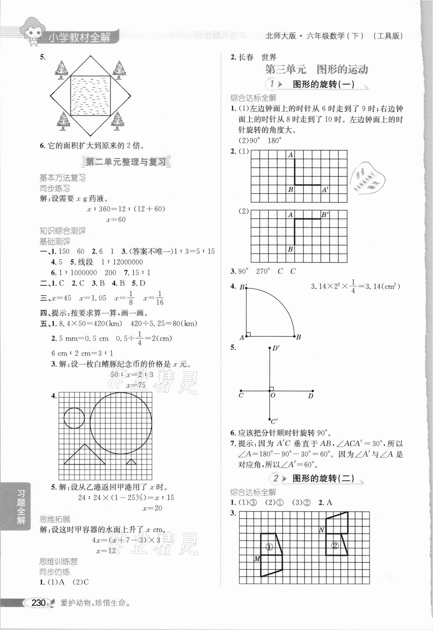 2021年小學(xué)教材全解六年級數(shù)學(xué)下冊北師大版 參考答案第5頁