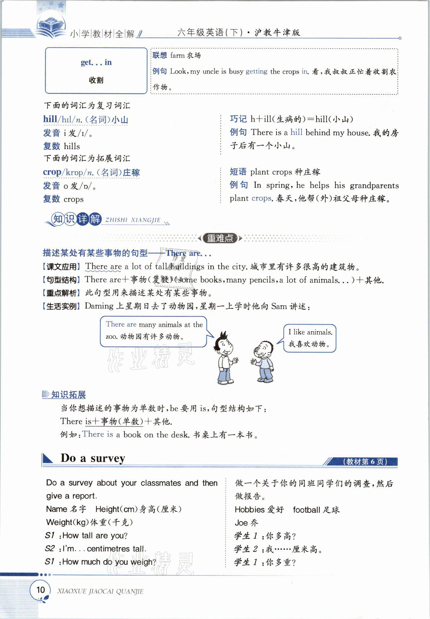 2021年教材課本六年級英語下冊滬教版 參考答案第10頁