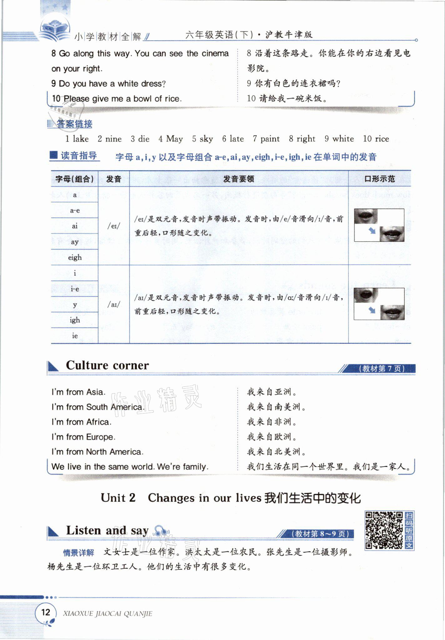 2021年教材課本六年級英語下冊滬教版 參考答案第12頁