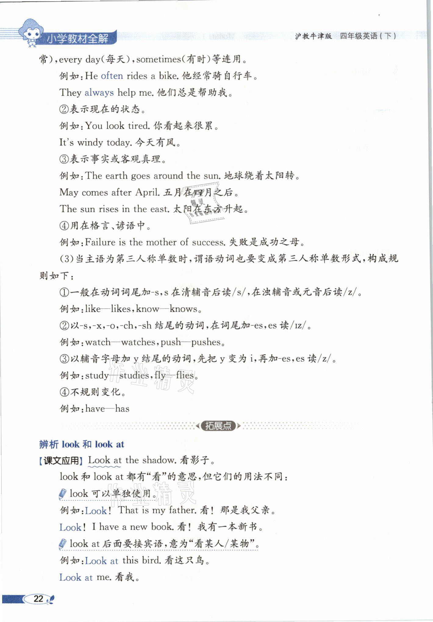 2021年教材課本四年級(jí)英語(yǔ)下冊(cè)滬教版 參考答案第22頁(yè)