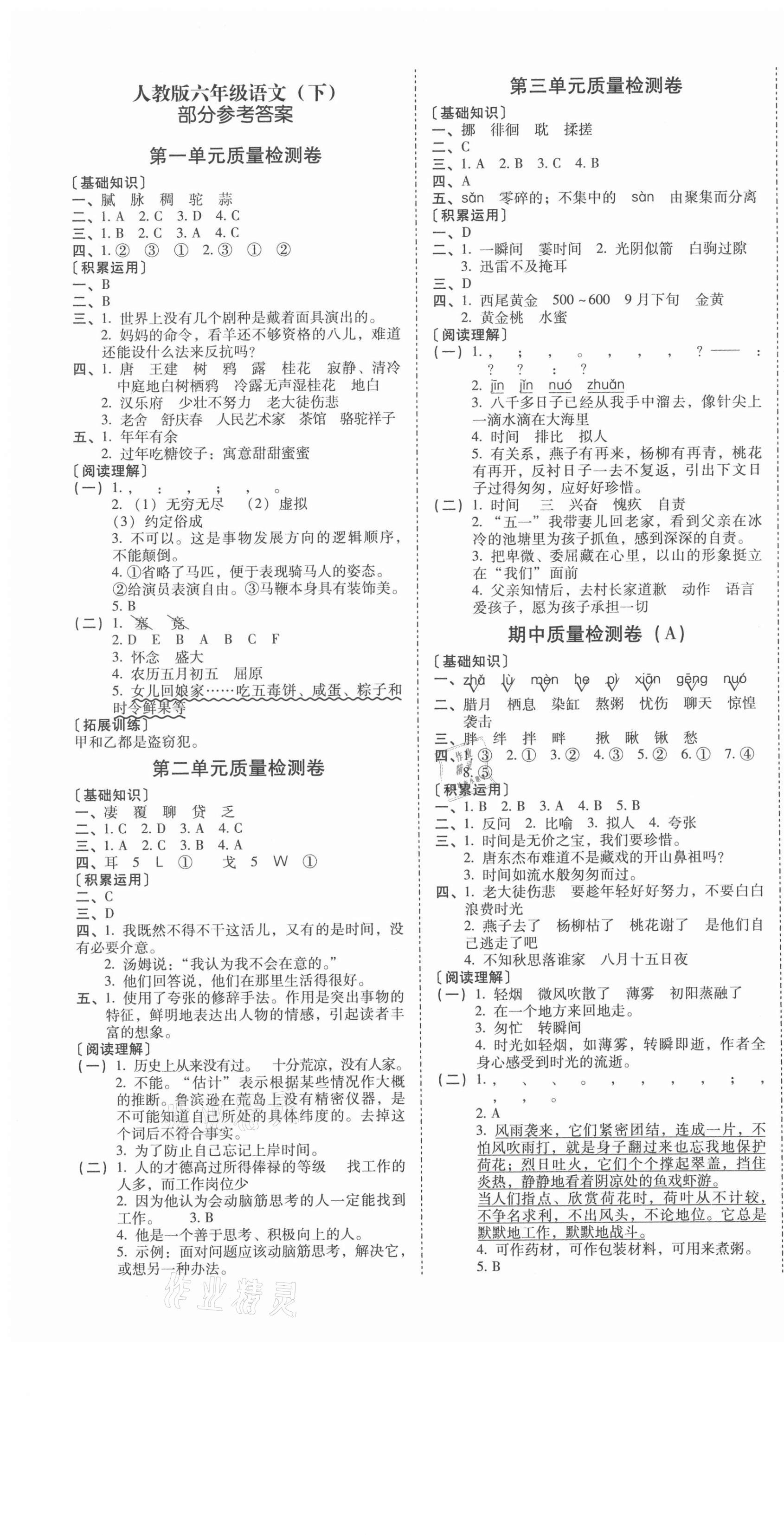 2021年云南師大附小一線名師核心試卷六年級(jí)語(yǔ)文下冊(cè)人教版 第1頁(yè)