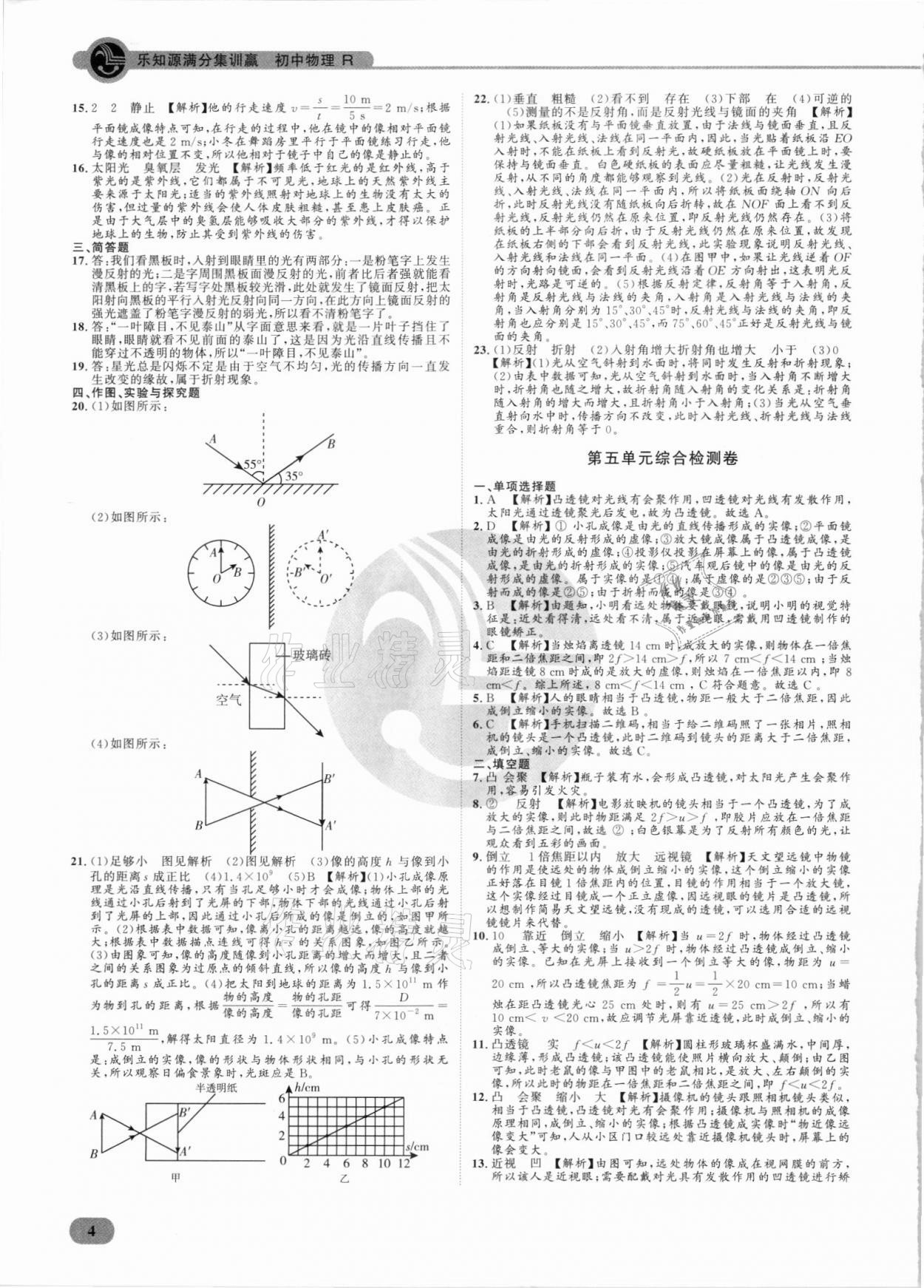 2021年樂知源滿分集訓(xùn)贏物理人教版 參考答案第4頁