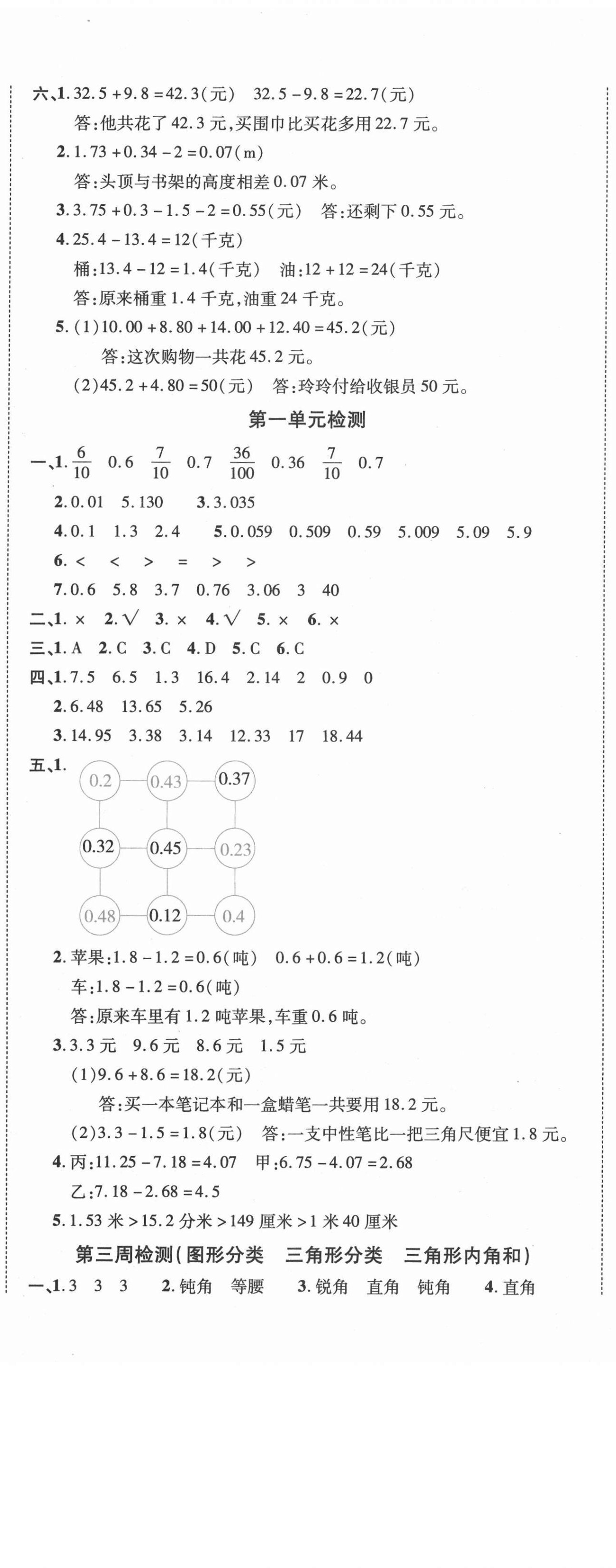 2021年全能练考卷四年级数学下册北师大版 第2页