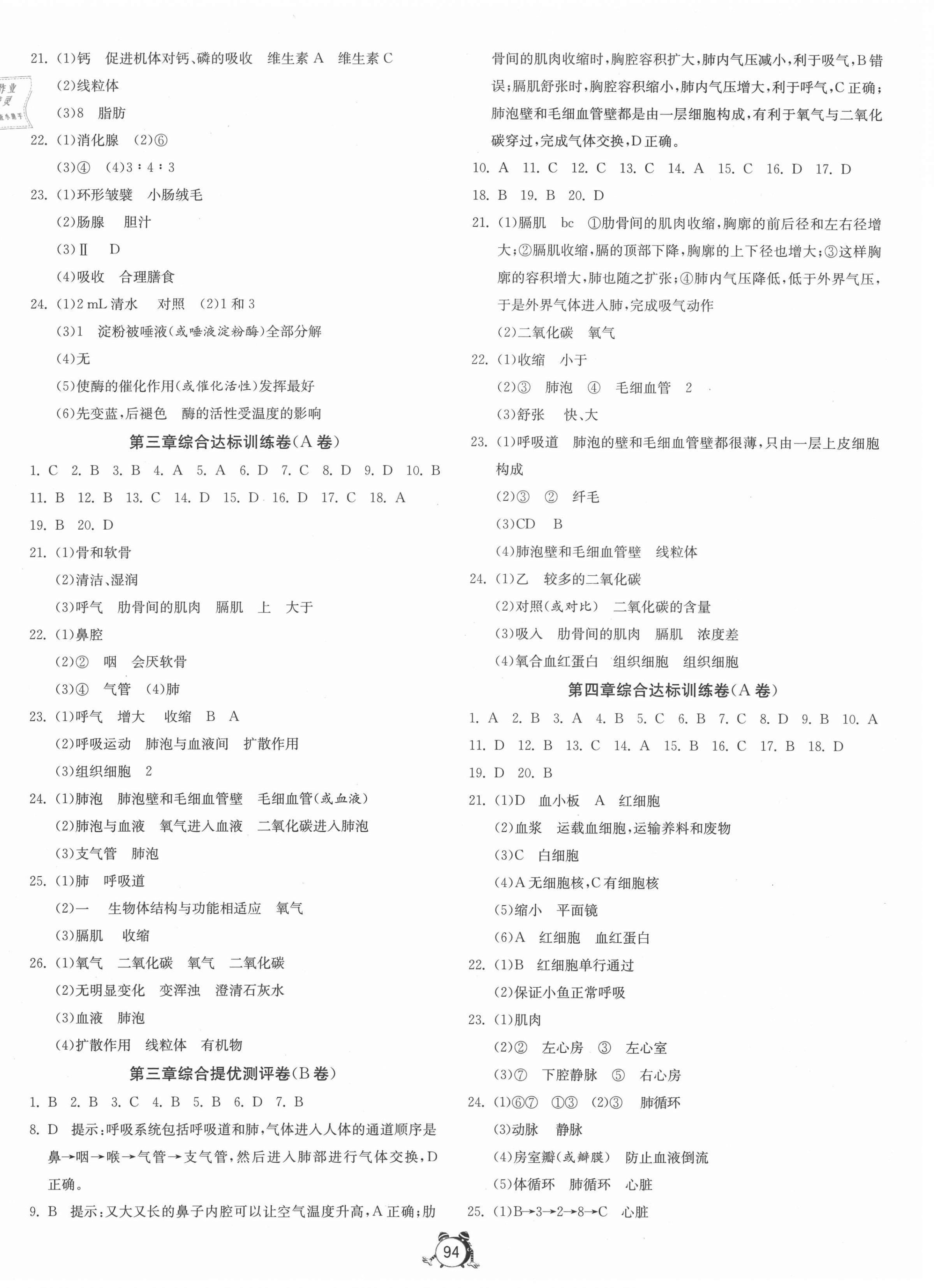 2021年單元雙測(cè)全程提優(yōu)測(cè)評(píng)卷七年級(jí)生物下冊(cè)人教版 第2頁(yè)