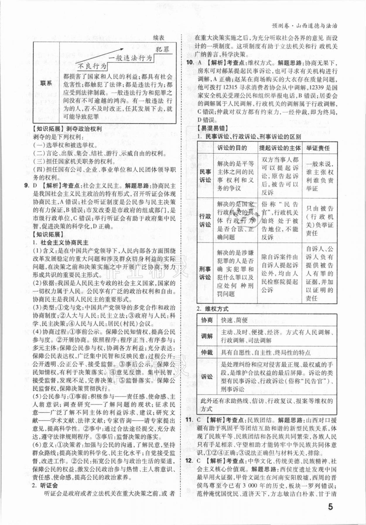 2021年萬唯中考預(yù)測卷道德與法治山西專版 參考答案第3頁