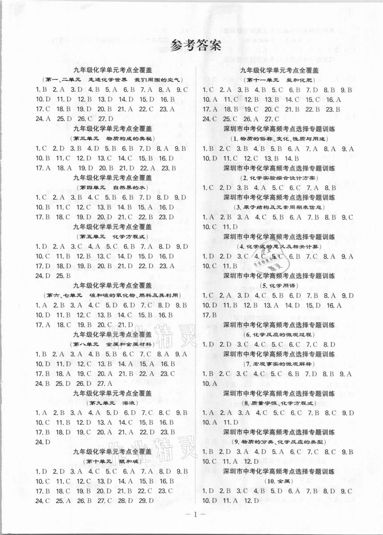 2021年一本到位化學(xué)深圳專版 第1頁