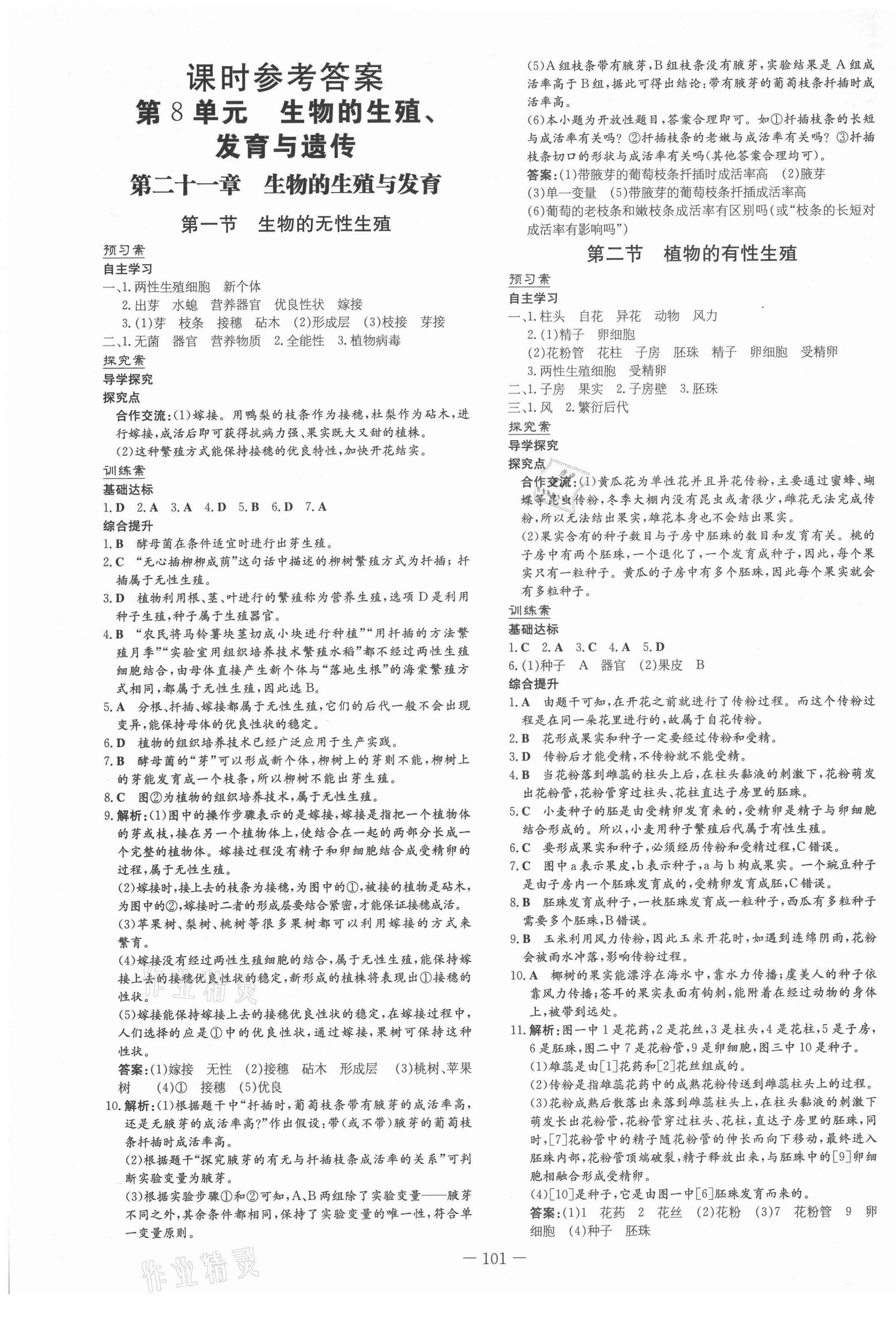 2021年初中同步學習導(dǎo)與練導(dǎo)學探究案八年級生物下冊蘇教版 第1頁