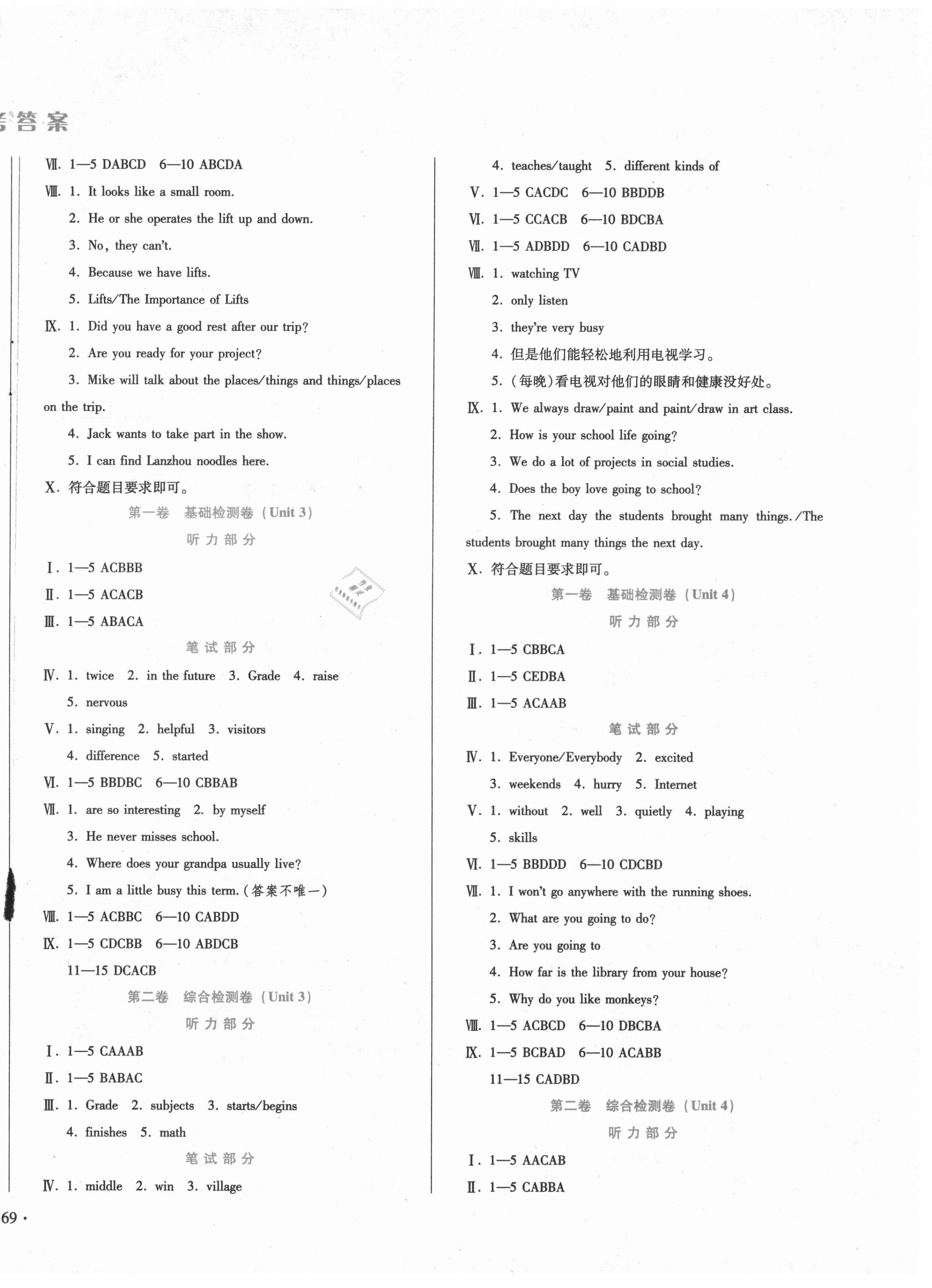 2021年單元檢測卷七年級英語下冊冀教版河北少年兒童出版社 第2頁