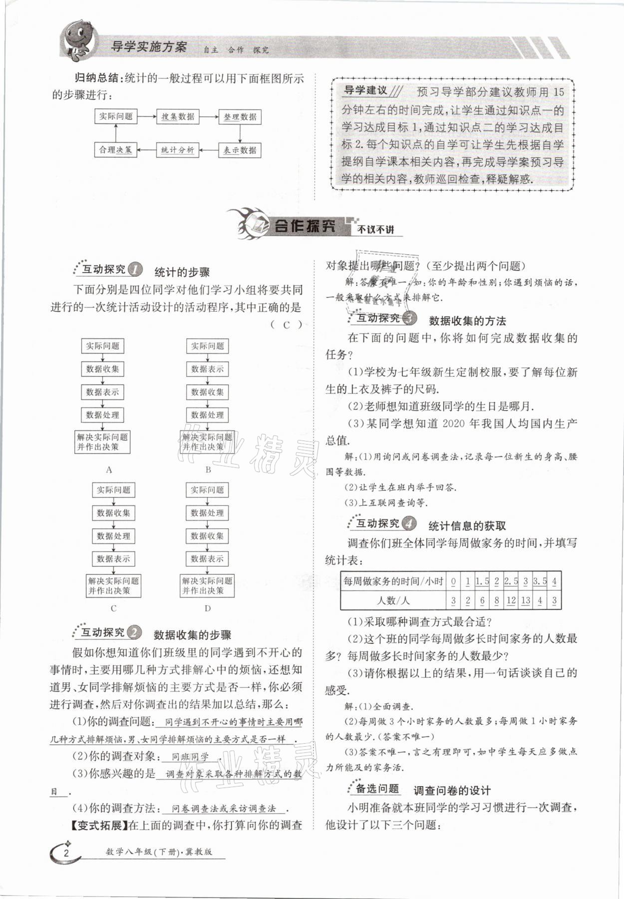 2021年三段六步导学测评八年级数学下册冀教版 参考答案第2页