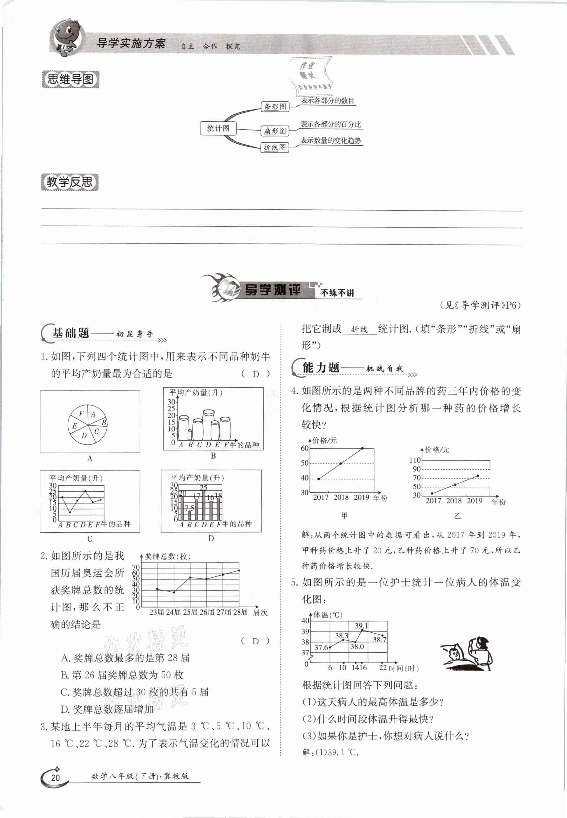 2021年三段六步导学测评八年级数学下册冀教版 参考答案第20页