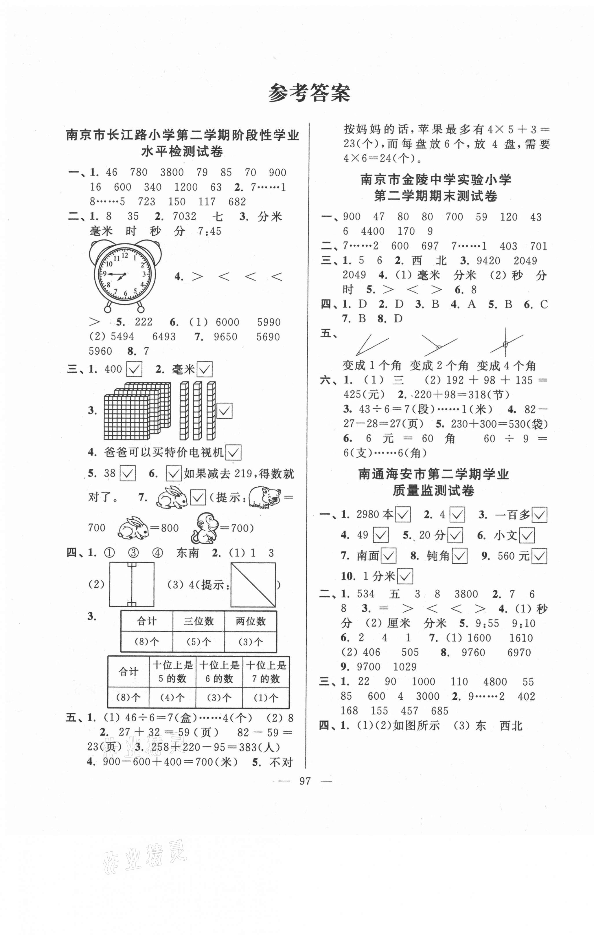 2021年超能學(xué)典各地期末試卷精選二年級數(shù)學(xué)下冊蘇教版 第1頁