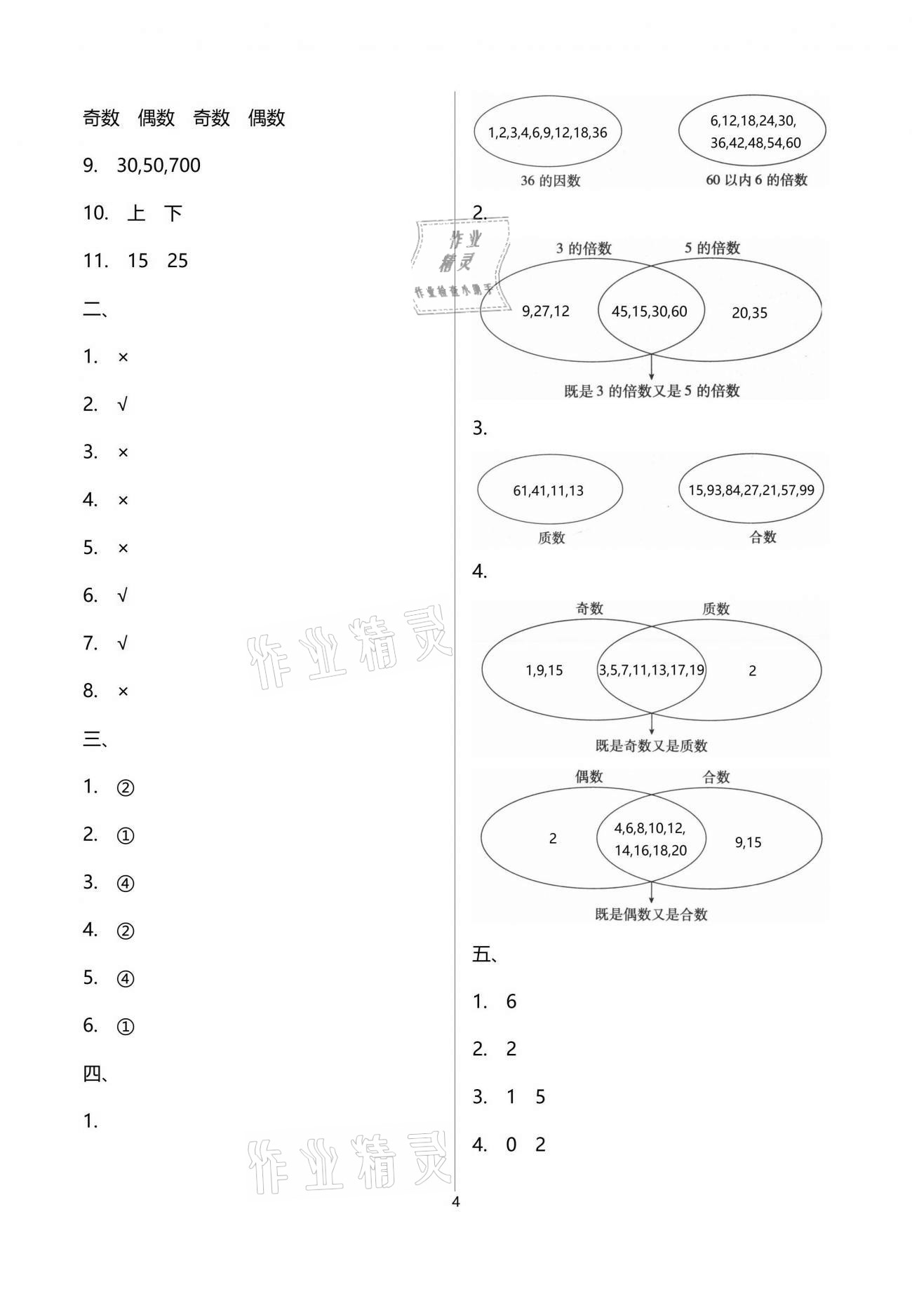 2021年單元自測試卷五年級數(shù)學(xué)下學(xué)期人教版 參考答案第4頁