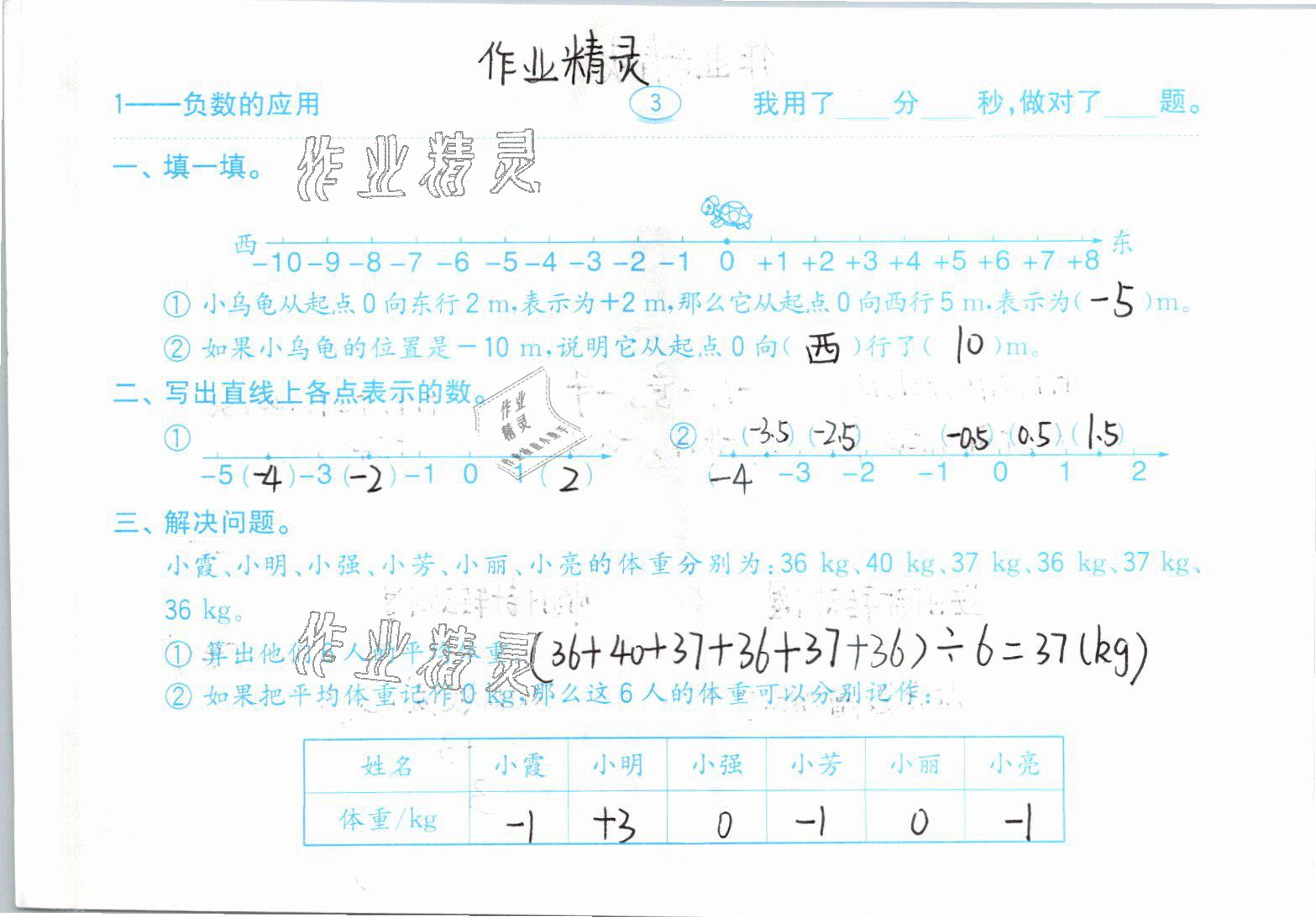 2021年小学数学口算题卡六年级下册人教版齐鲁书社 参考答案第3页