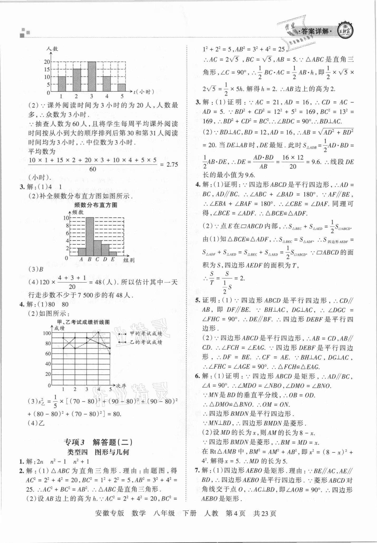 2021年王朝霞各地期末試卷精選八年級(jí)數(shù)學(xué)下冊(cè)人教版安徽專版 參考答案第4頁