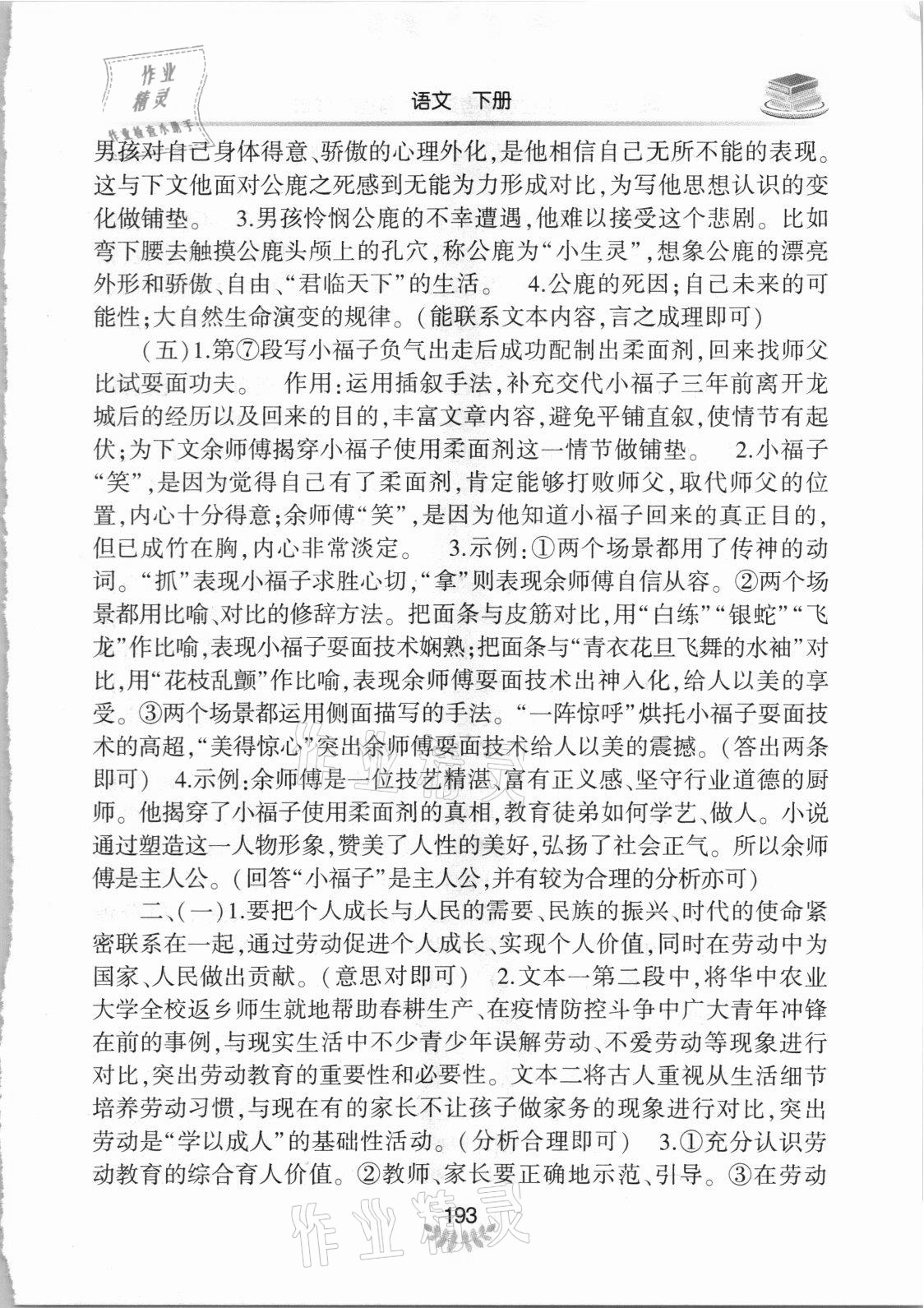 2021年河南省初中學(xué)業(yè)水平考試解析與檢測語文下冊 參考答案第6頁