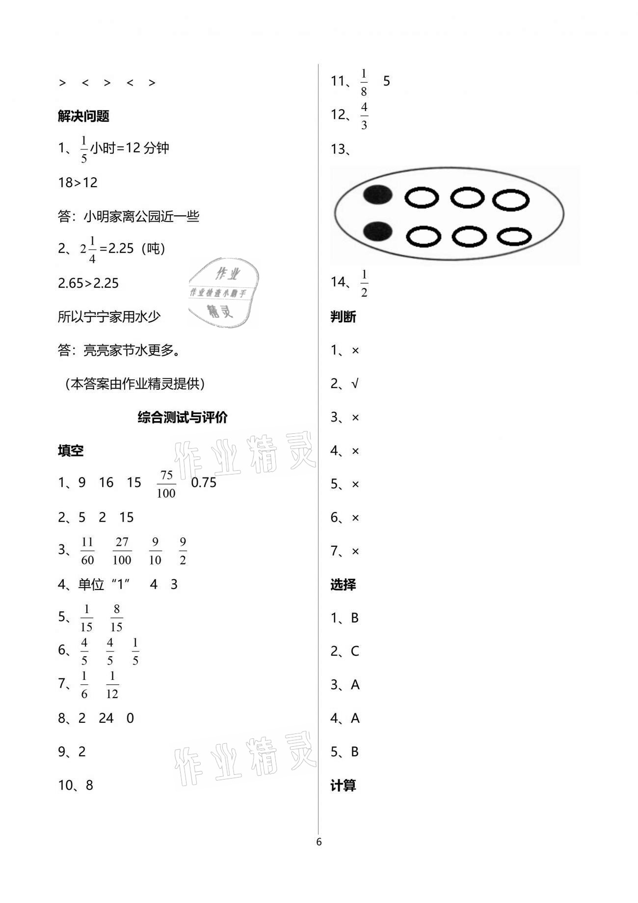 2021年新理念小學(xué)數(shù)學(xué)訓(xùn)練與評(píng)價(jià)五年級(jí)下冊(cè)人教版 參考答案第6頁