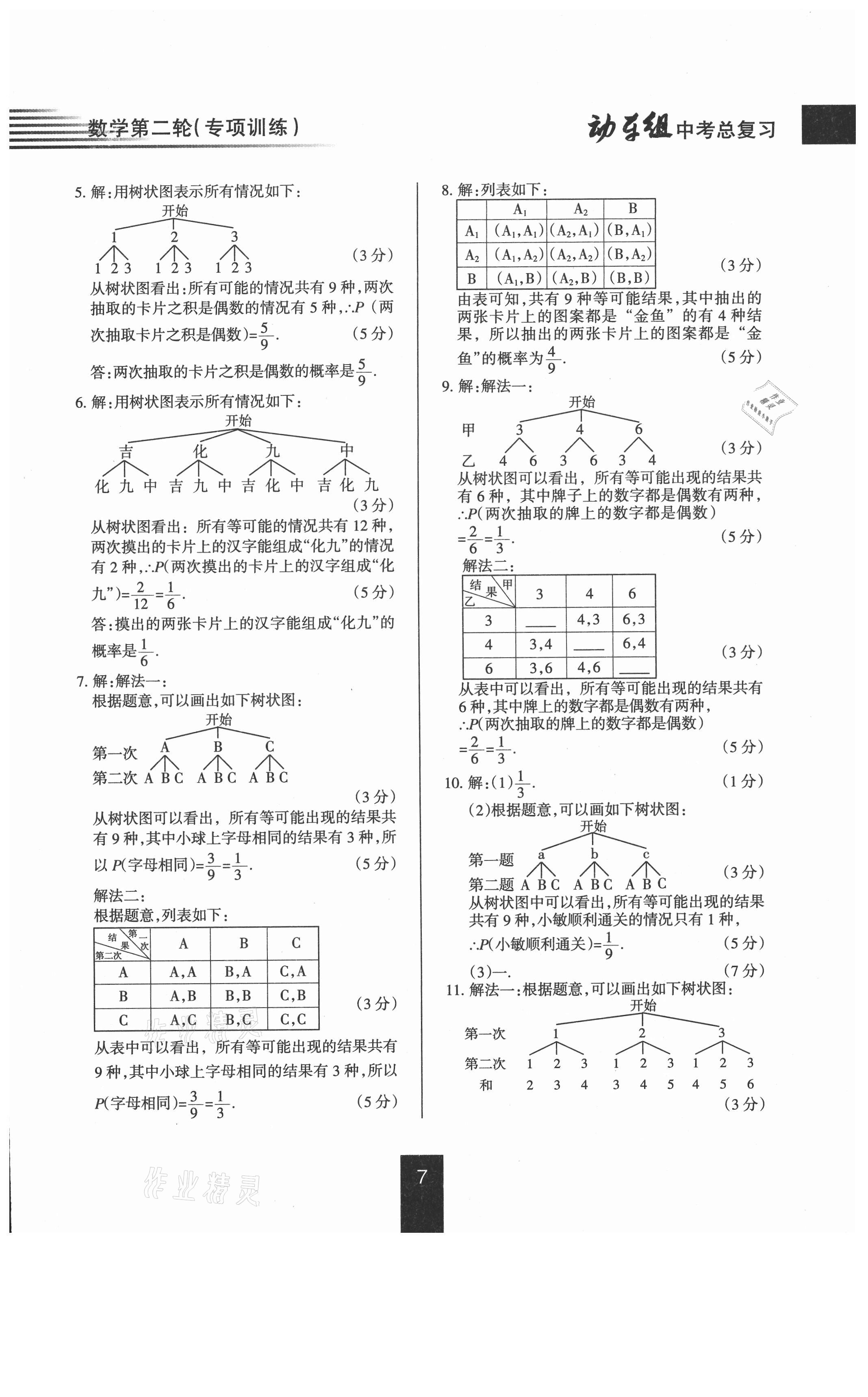 2021年動(dòng)車組中考總復(fù)習(xí)數(shù)學(xué)人教版 參考答案第7頁(yè)