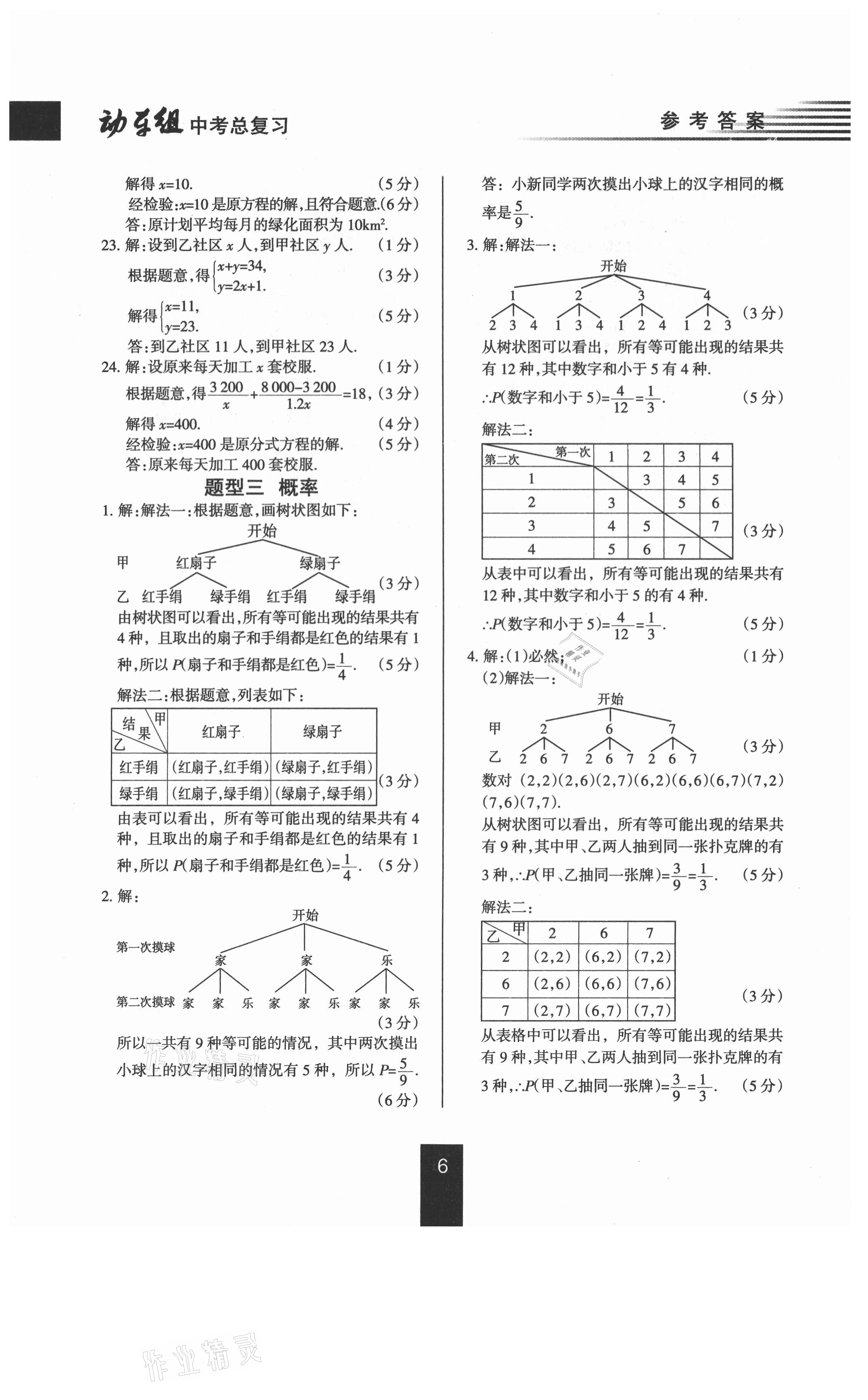 2021年動車組中考總復習數學人教版 參考答案第6頁