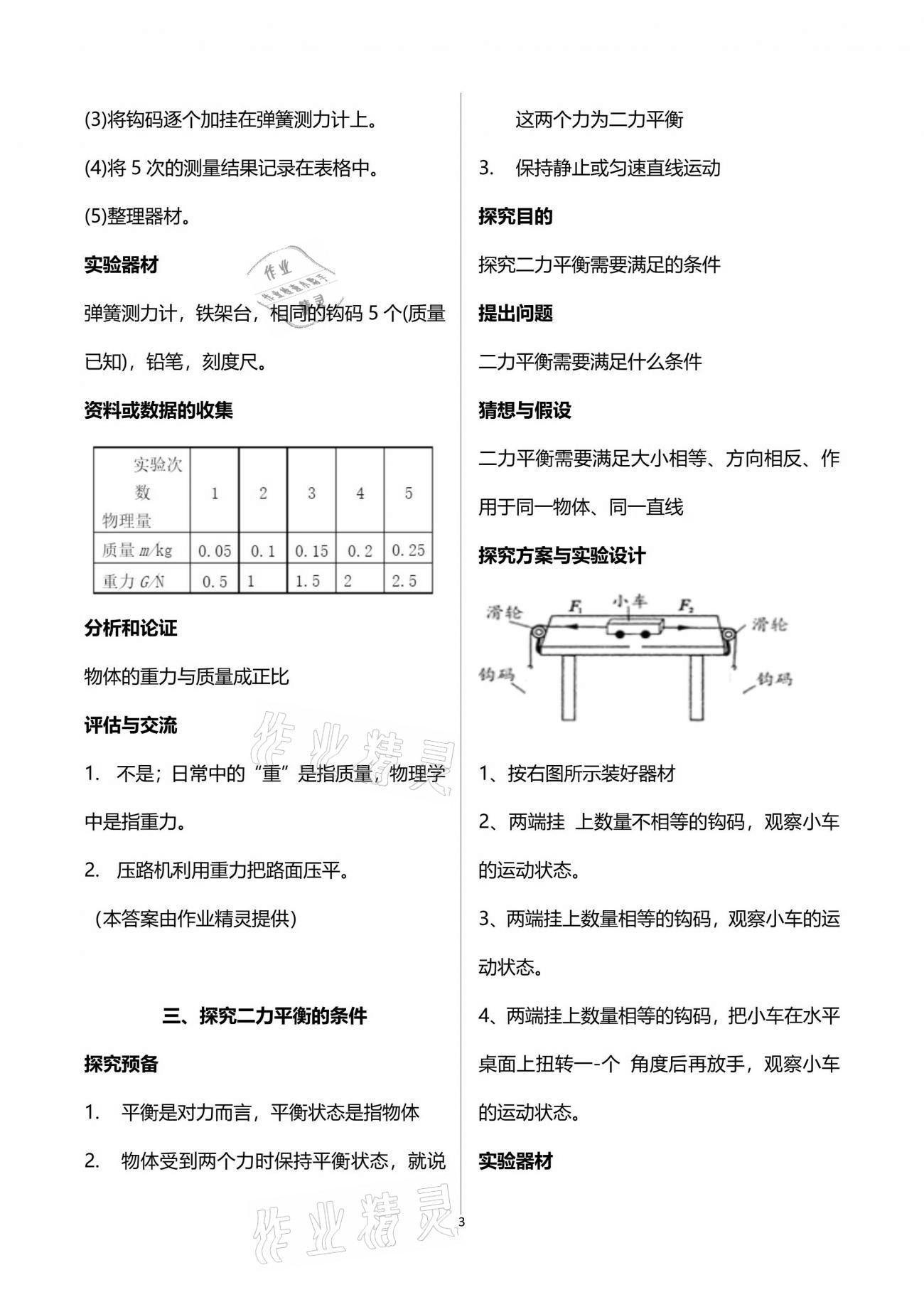 2021年實(shí)驗(yàn)與探究報(bào)告冊(cè)八年級(jí)物理下冊(cè)人教版 參考答案第3頁(yè)