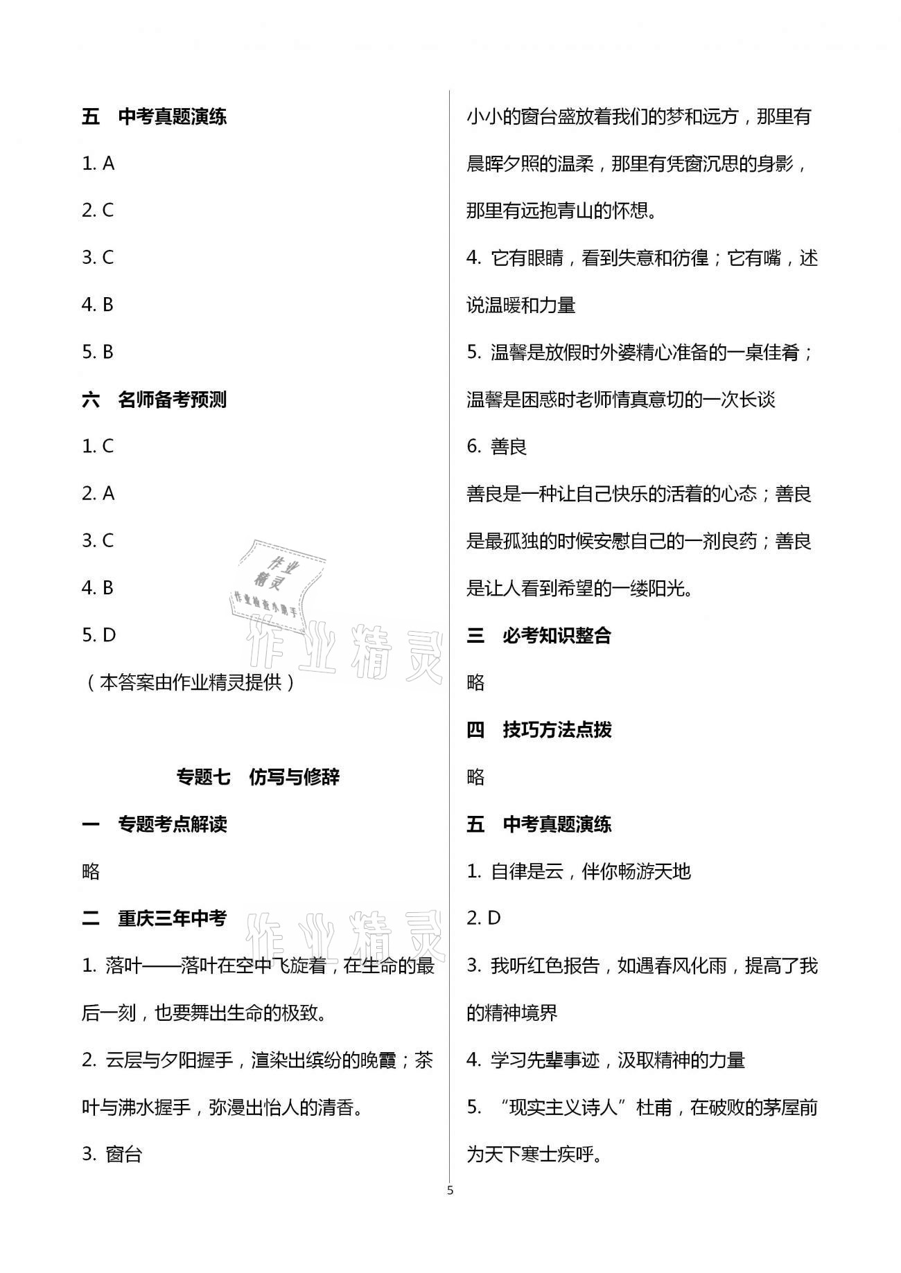 2021年中考總復(fù)習(xí)語文重慶出版社 第5頁
