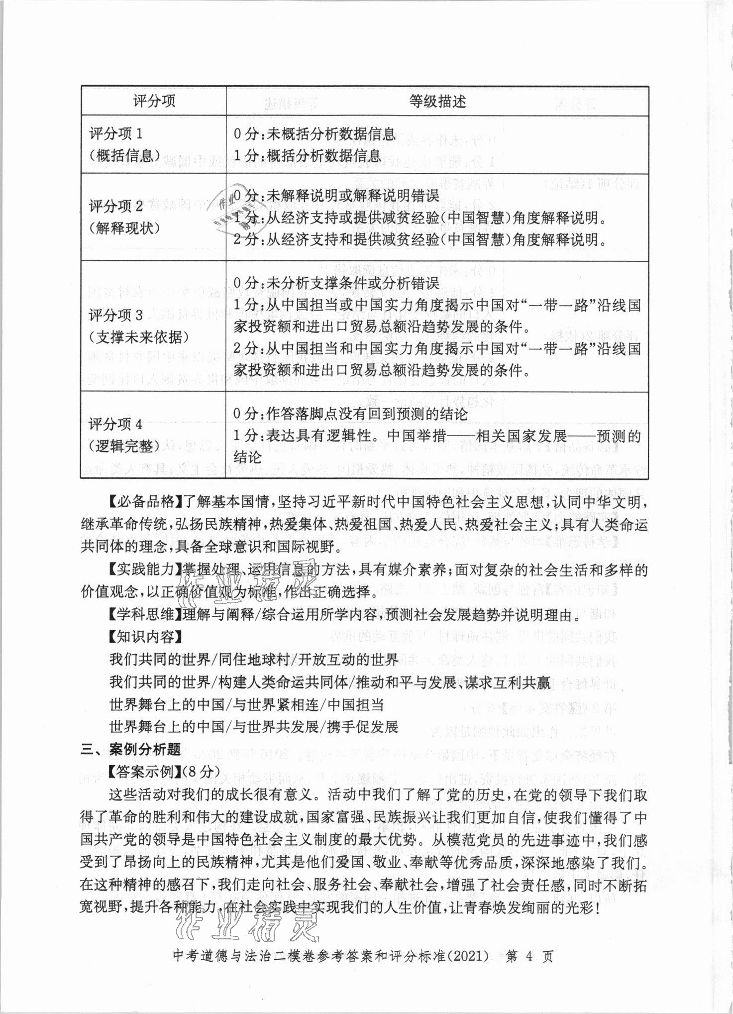 2021年走向成功上海市各區(qū)中考考前質(zhì)量抽查試卷精編道德與法治 第4頁