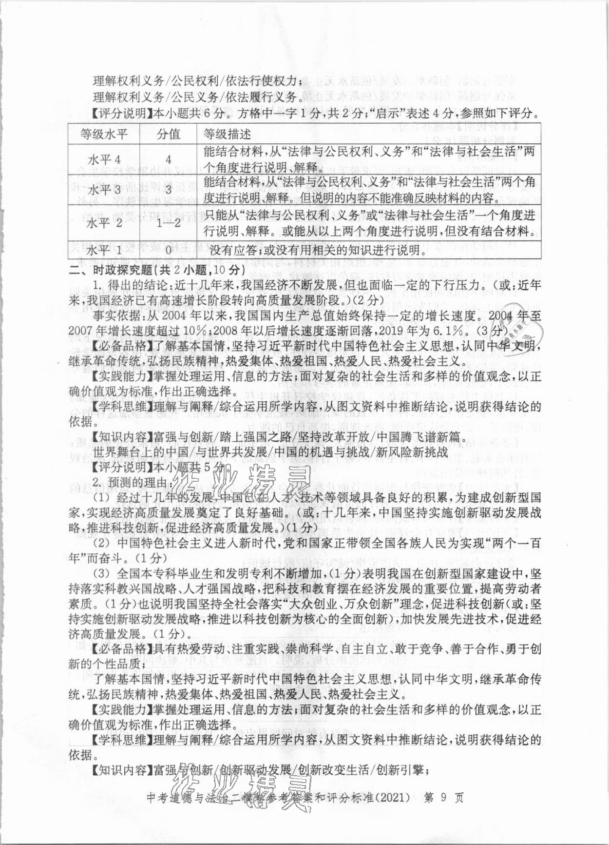 2021年走向成功上海市各區(qū)中考考前質(zhì)量抽查試卷精編道德與法治 第9頁(yè)