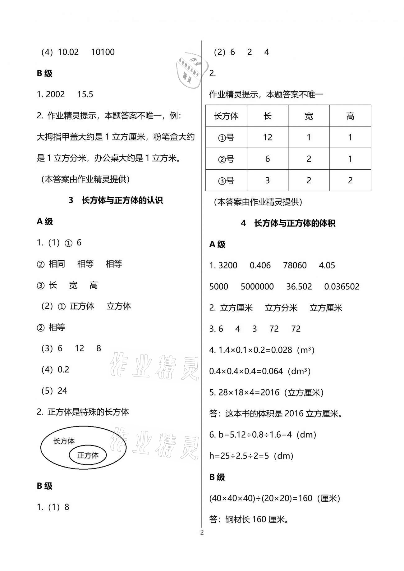 2021年数学练习部分下册五年级沪教版54制 参考答案第2页