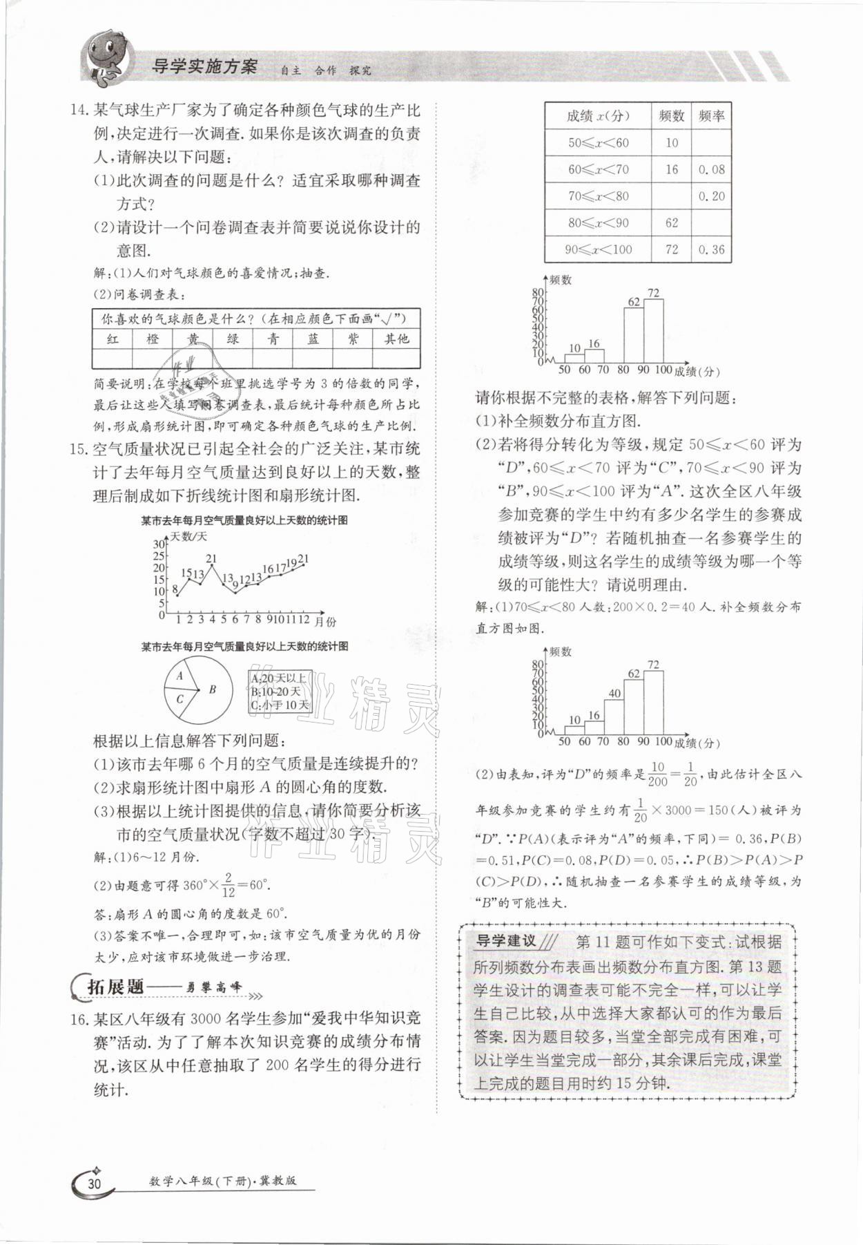 2021年三段六步导学案八年级数学下册冀教版 参考答案第30页