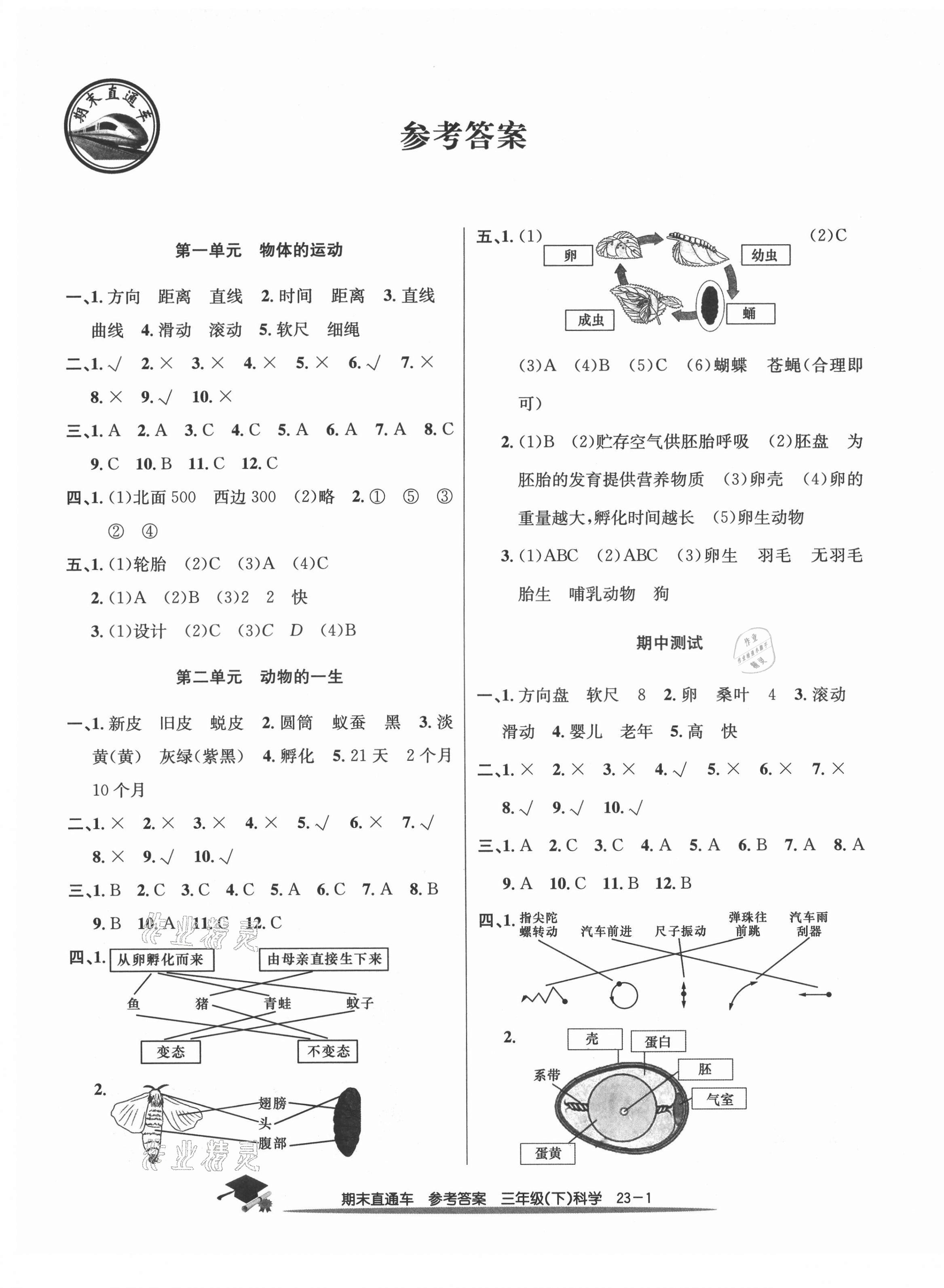 2021年期末直通車三年級(jí)科學(xué)下冊(cè)教科版 第1頁(yè)