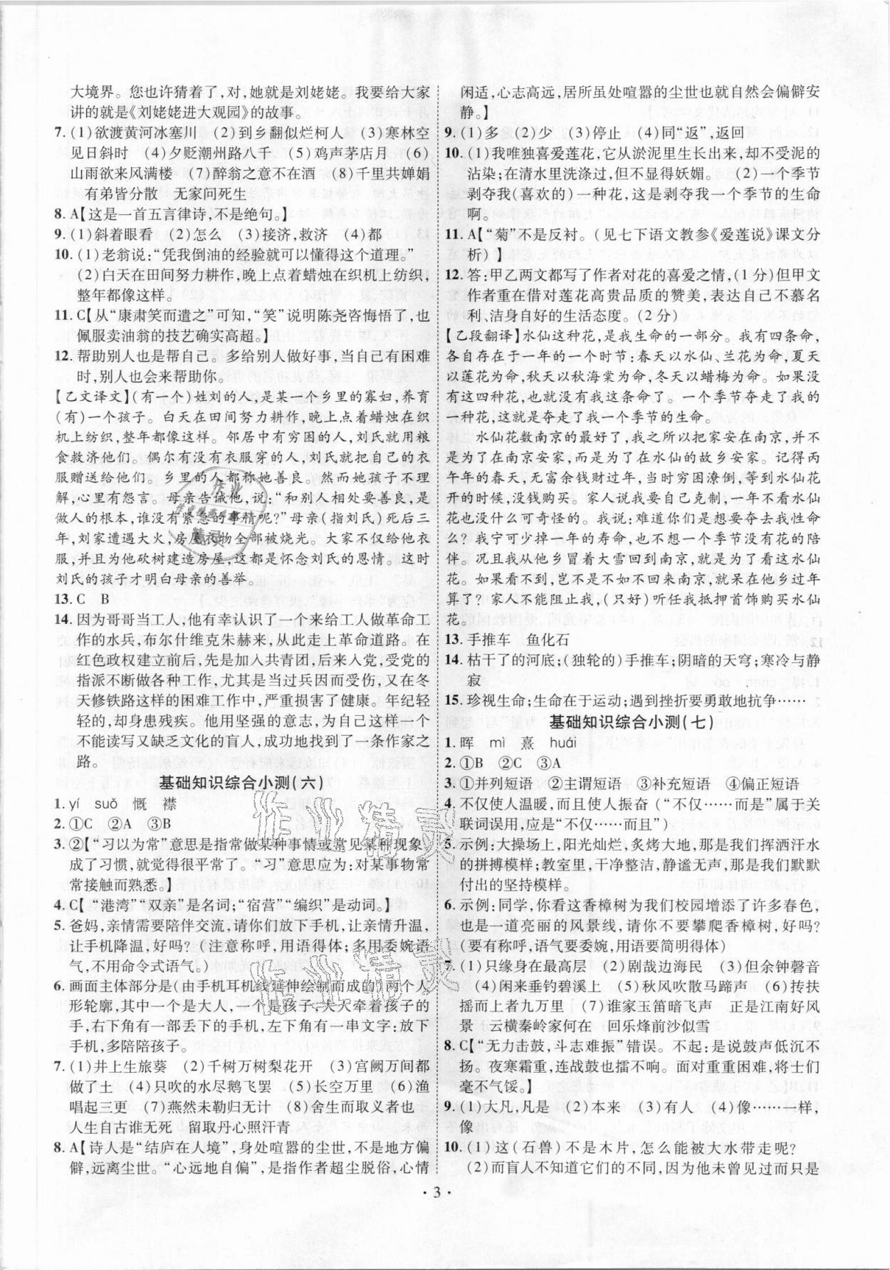 2021年中考過關小測語文 第3頁