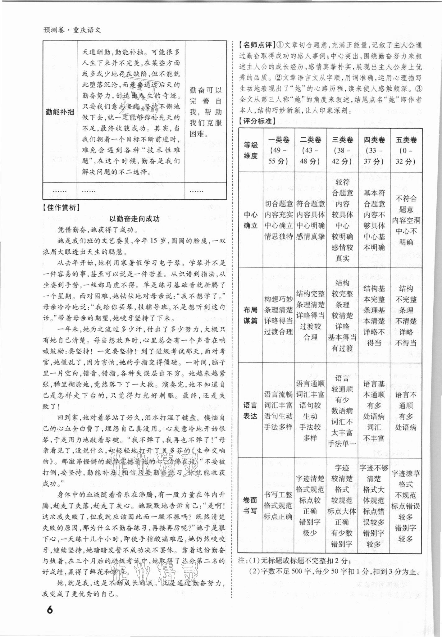 2021年萬唯中考預(yù)測卷語文重慶專版 參考答案第4頁