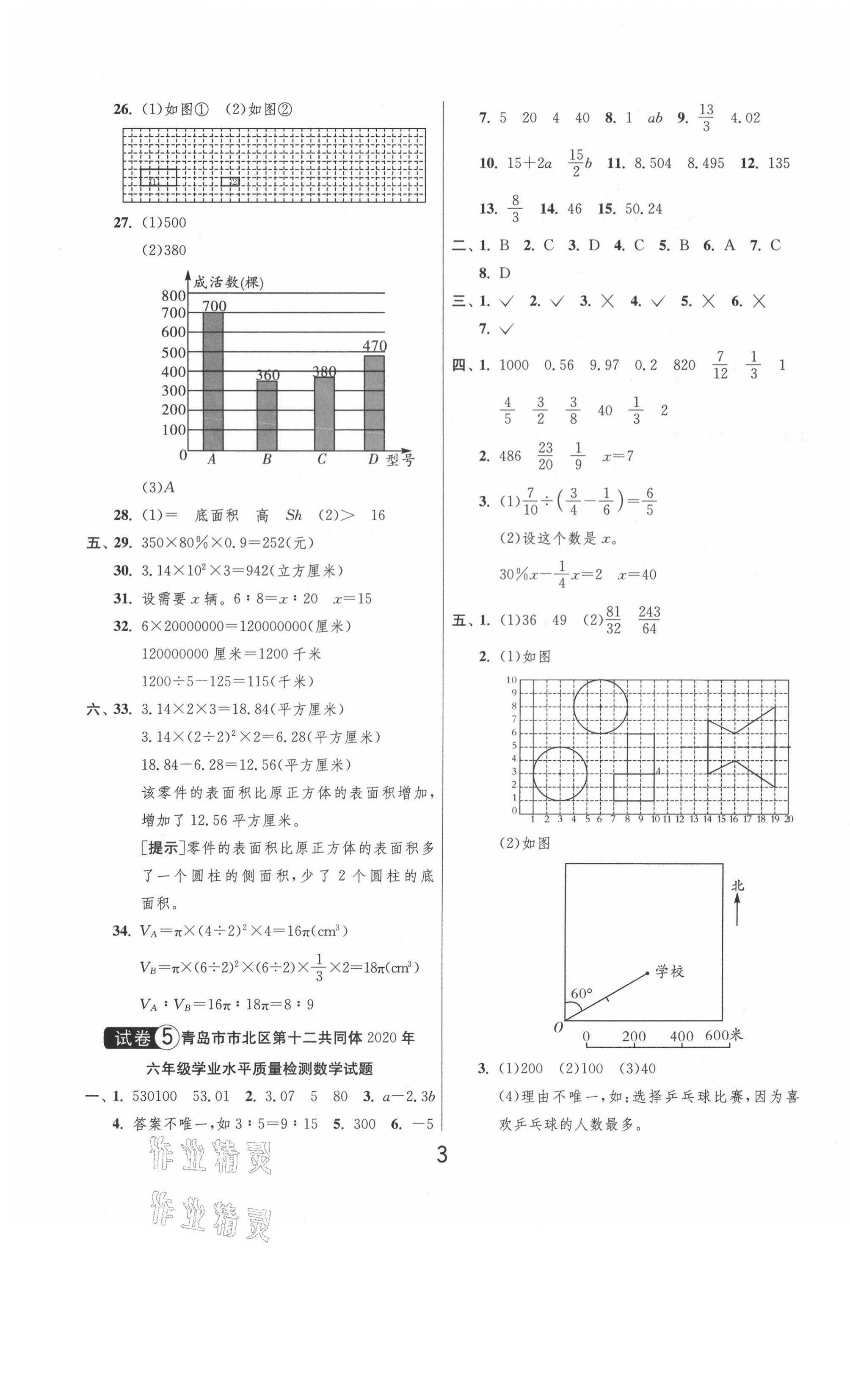 2021年考必勝小學(xué)畢業(yè)升學(xué)考試試卷精選六年級數(shù)學(xué)人教版山東專版 第3頁