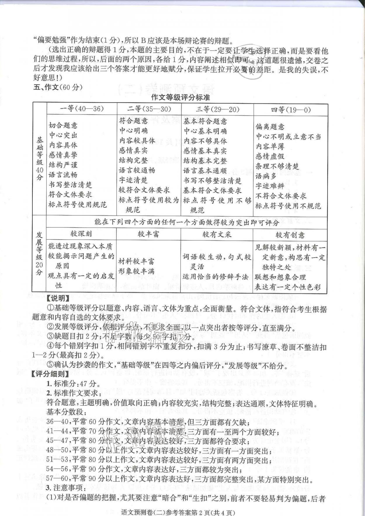 2021年決勝中考預(yù)測(cè)卷語文 參考答案第8頁