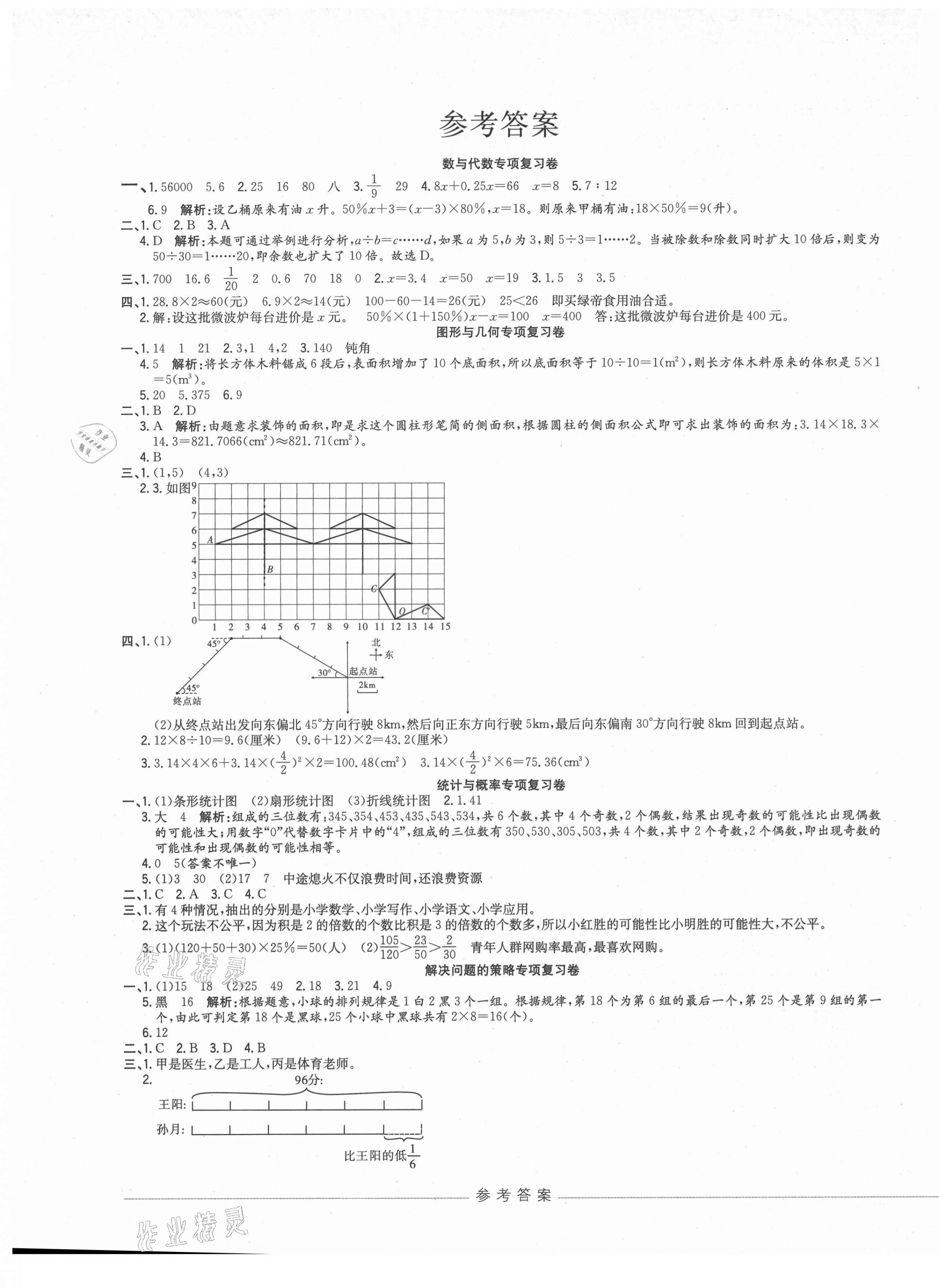 2021年期末沖刺優(yōu)選卷六年級數(shù)學(xué)下冊北師大版河南專版 參考答案第1頁