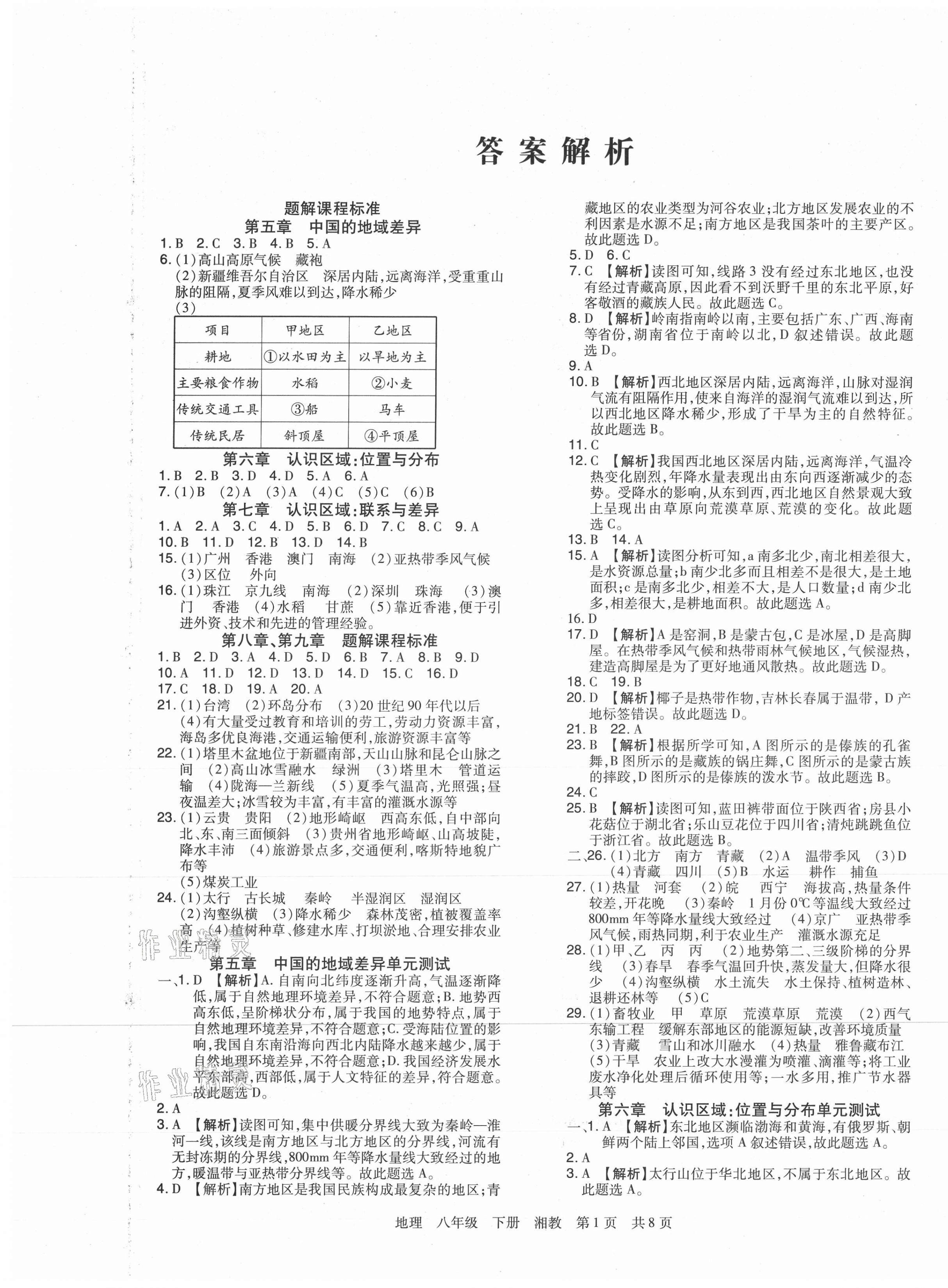 2021年期末考试必刷卷八年级地理下册湘教版河南专版 第1页