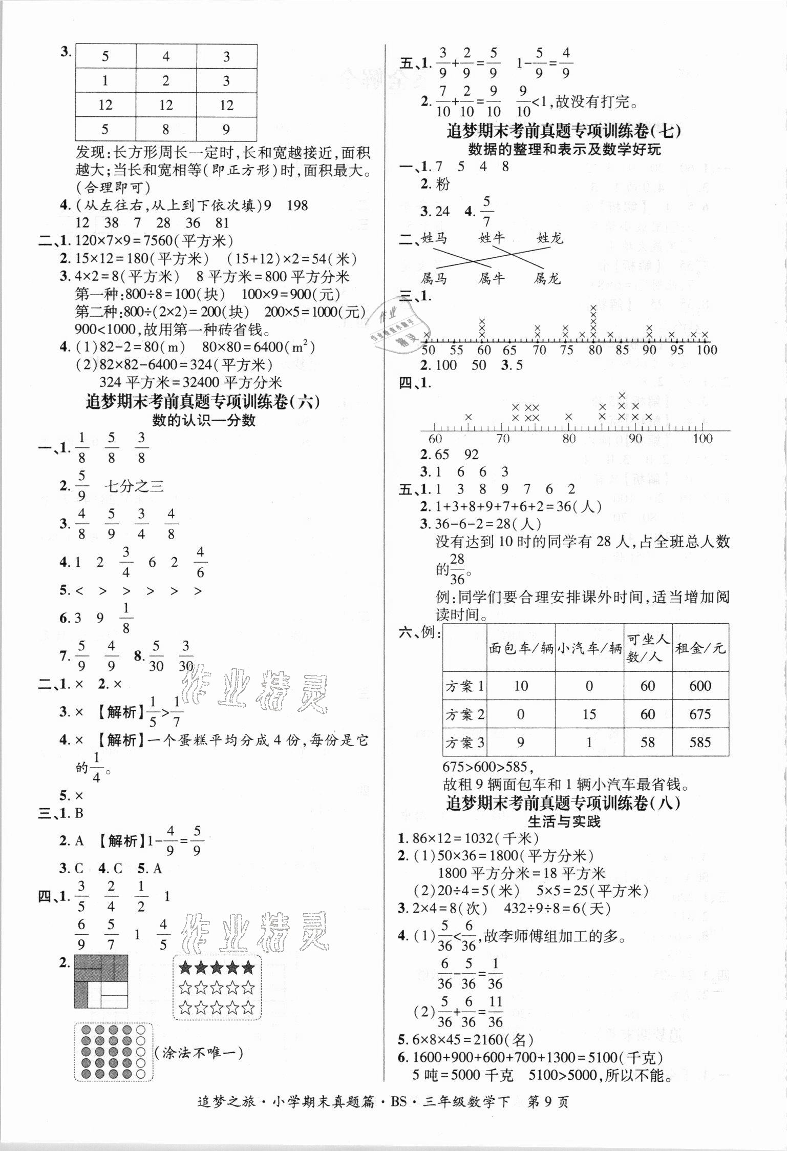 2021年追夢(mèng)之旅小學(xué)期末真題篇三年級(jí)數(shù)學(xué)下冊(cè)北師大版河南專版 第2頁(yè)